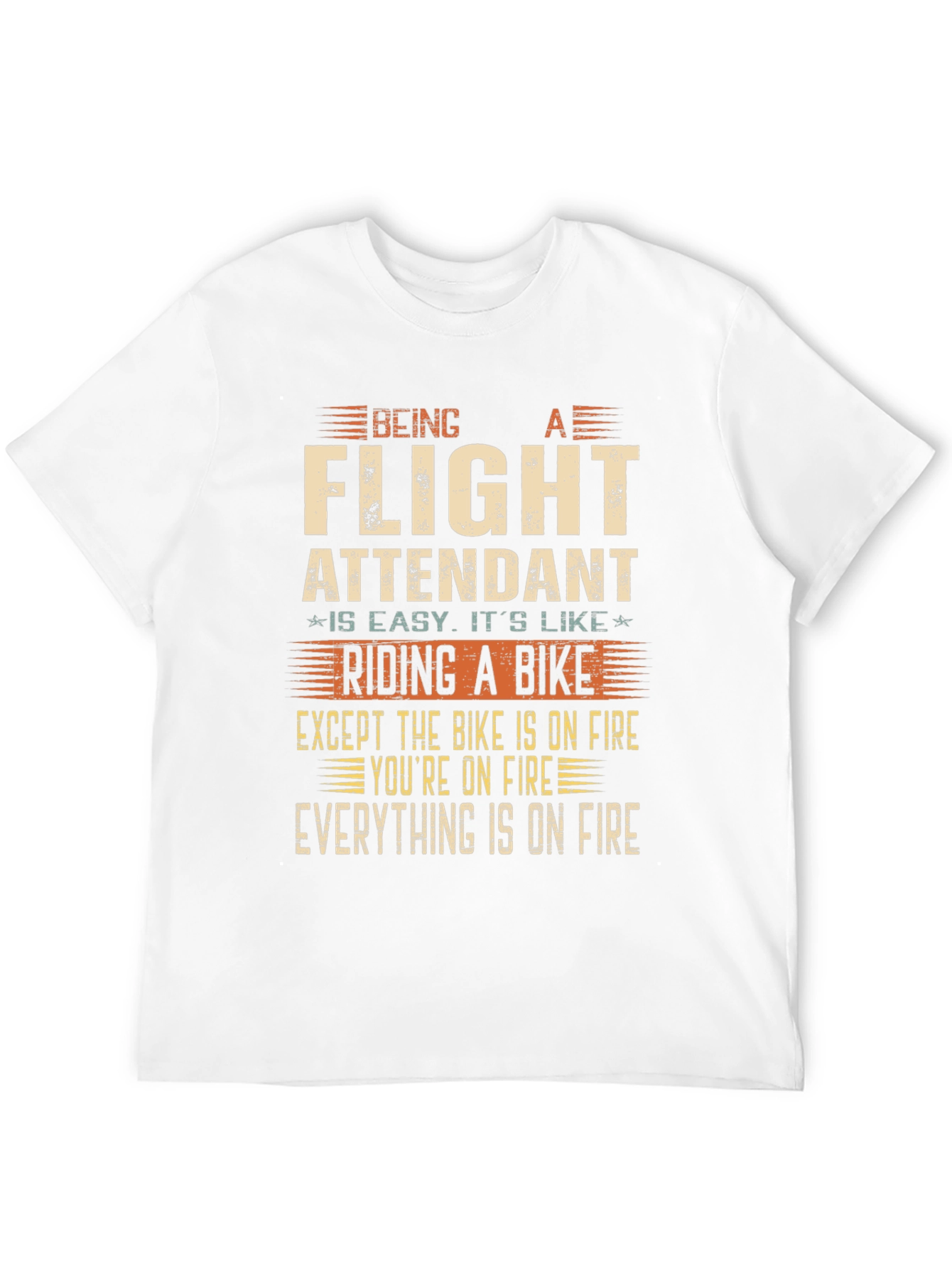 Black Flight Attendant T-Shirt - Riding a Bike on Fire! view 12