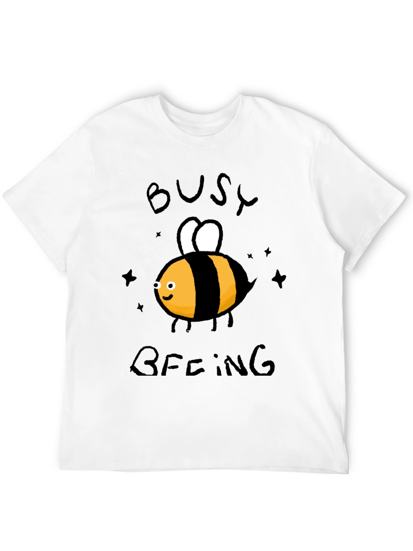Black Busy Beeing T-Shirt - Black Crew Neck Graphic Tee view 12