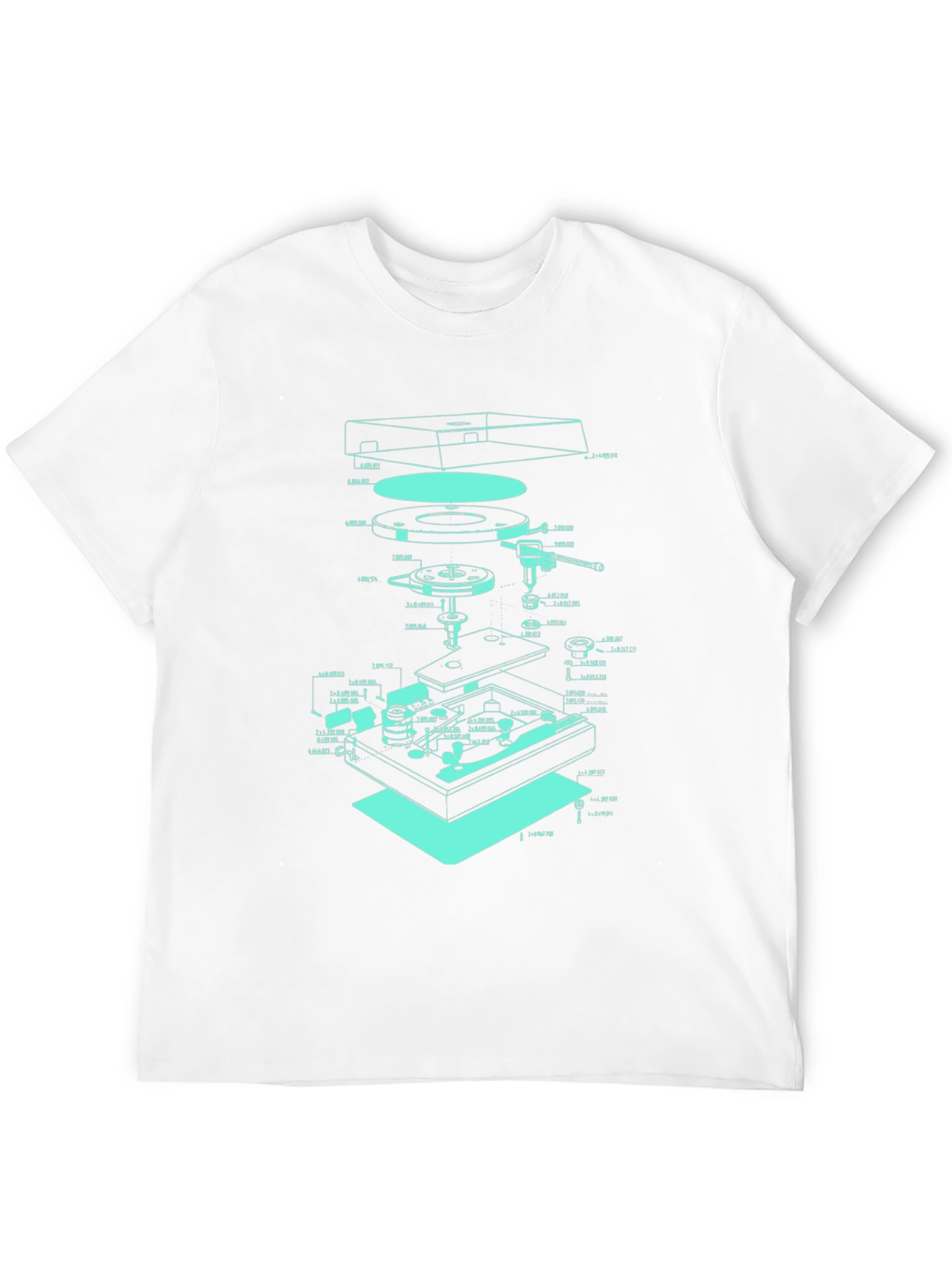 Turntable Schematic Graphic Tee - Cool Music Lover Design - 12