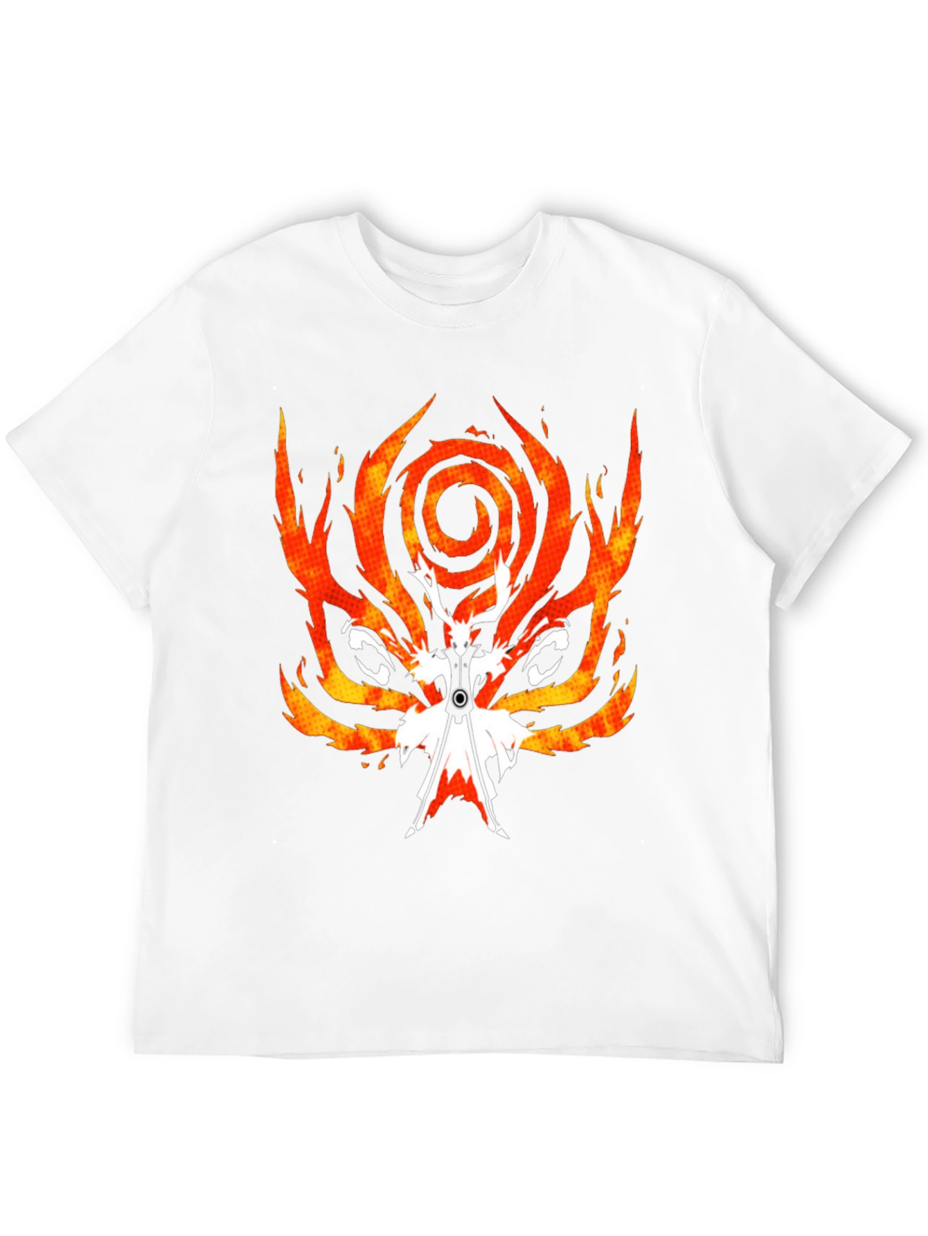 Black Fiery Anime Graphic Tee - Black Cotton Blend view 12