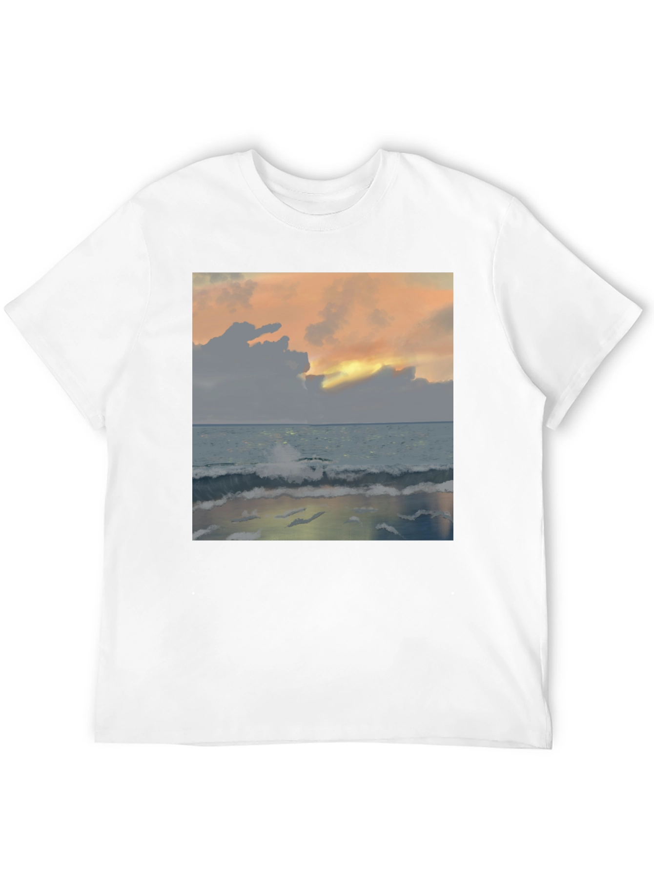 Black Ocean Sunset T-Shirt - Black Crew Neck view 12