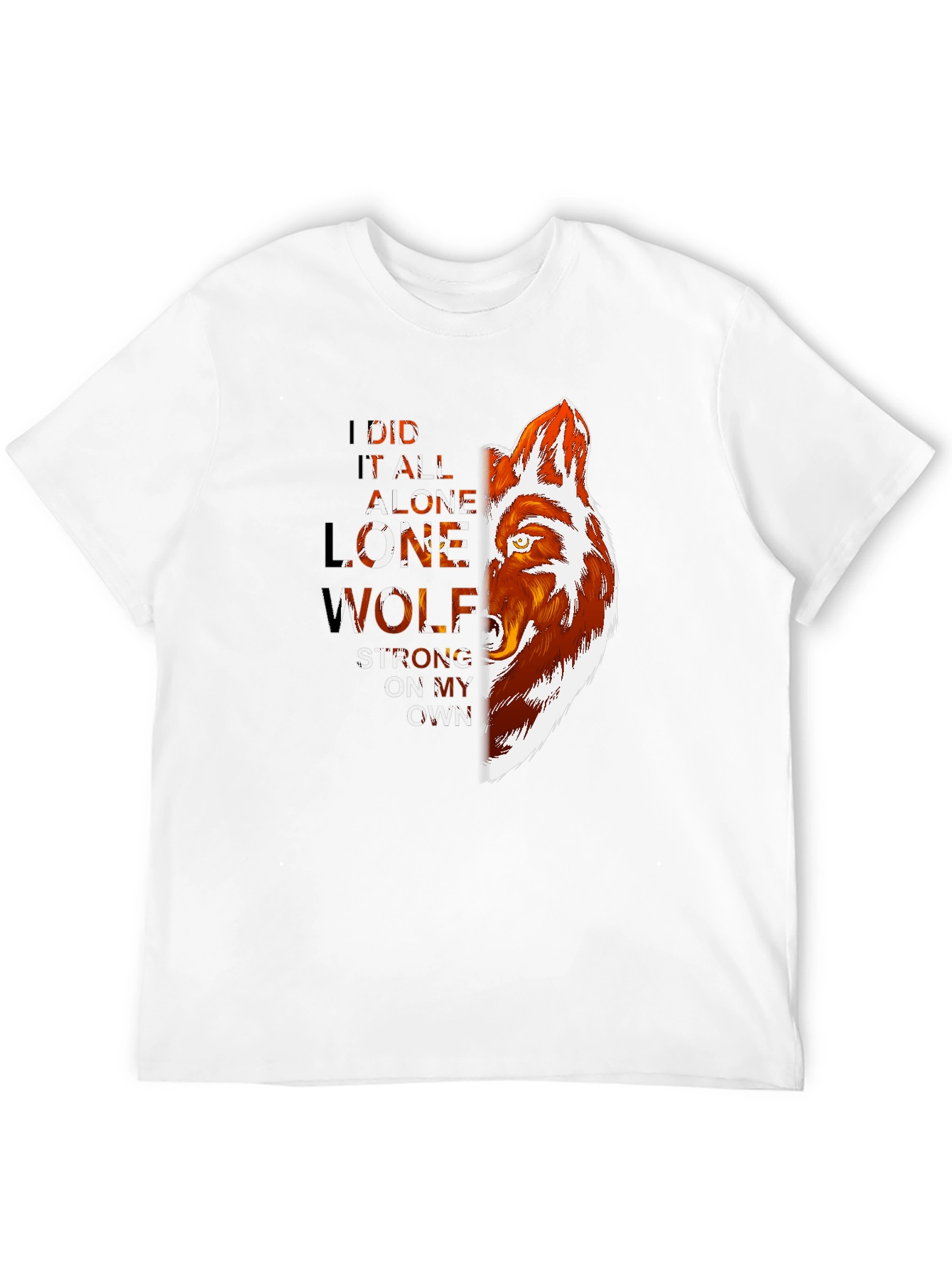 Black Lone Wolf Graphic Print T-Shirt - Strong, Independent Style view 12