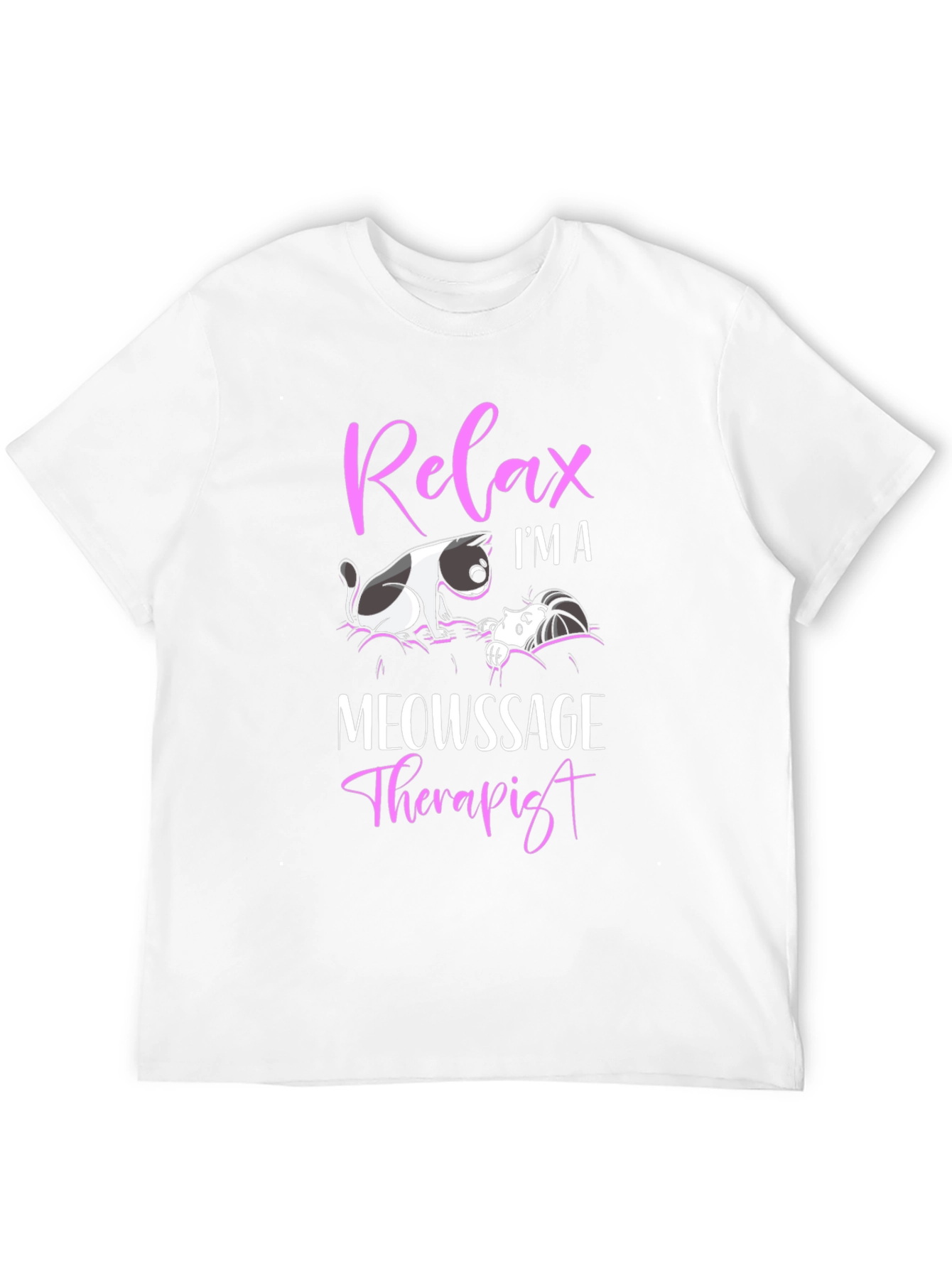 Black Relax I'm a Meowssage Therapist Black T-Shirt view 12