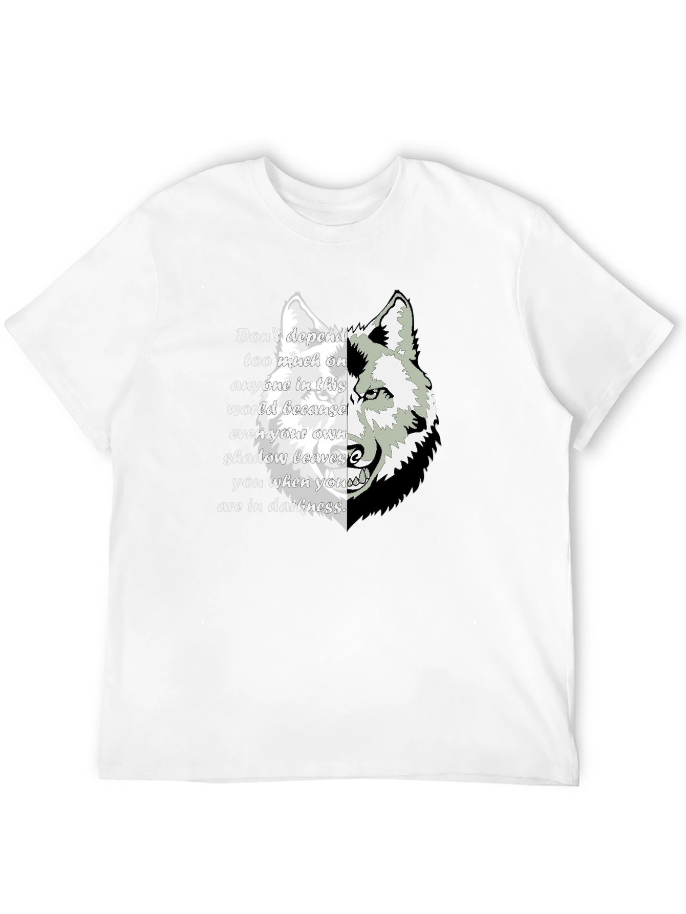 Black Wolf Shadow Graphic T-Shirt - Inspirational Quote Tee view 12