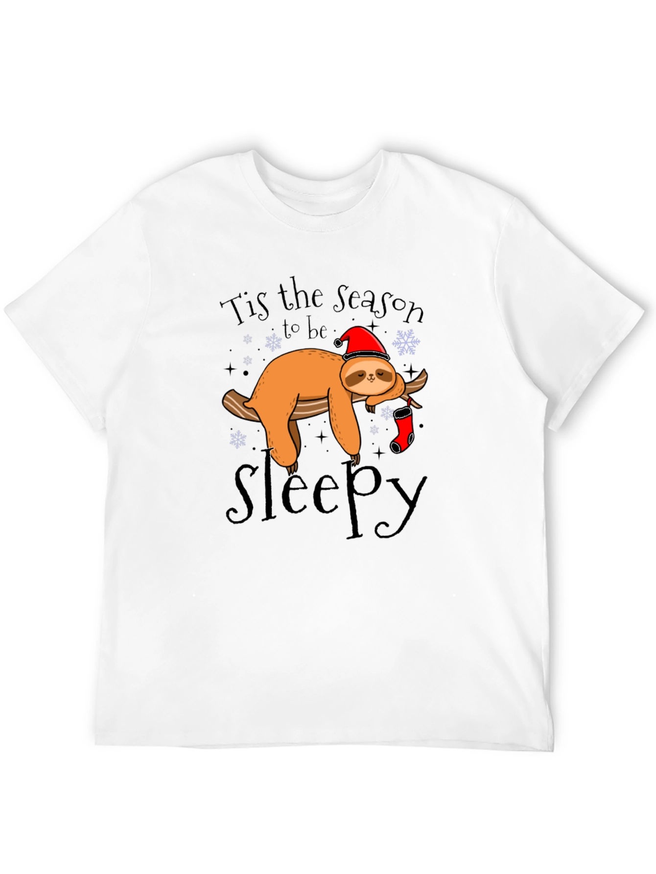 Black Tis the Season to be Sleepy Sloth Graphic T-Shirt view 12