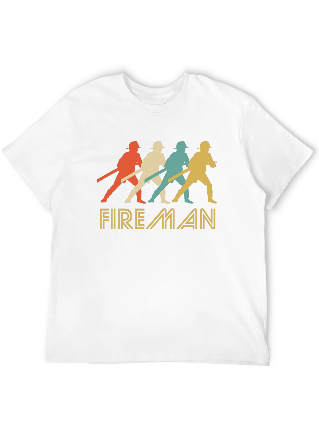 Black Retro Fireman Graphic Tee - Vintage Style Firefighter Shirt view 12