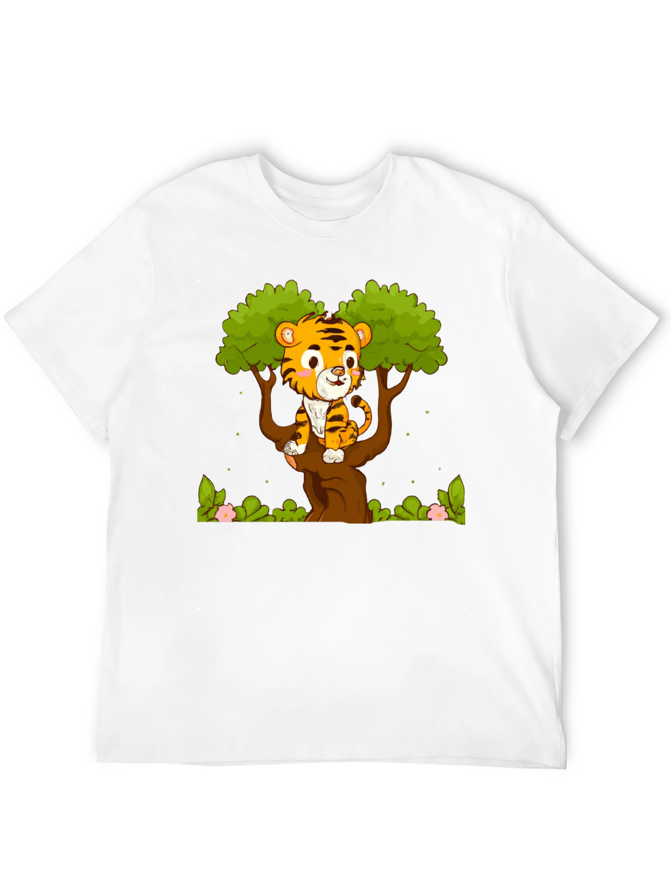 Black Cute Tiger Cub in Tree Graphic T-Shirt view 12