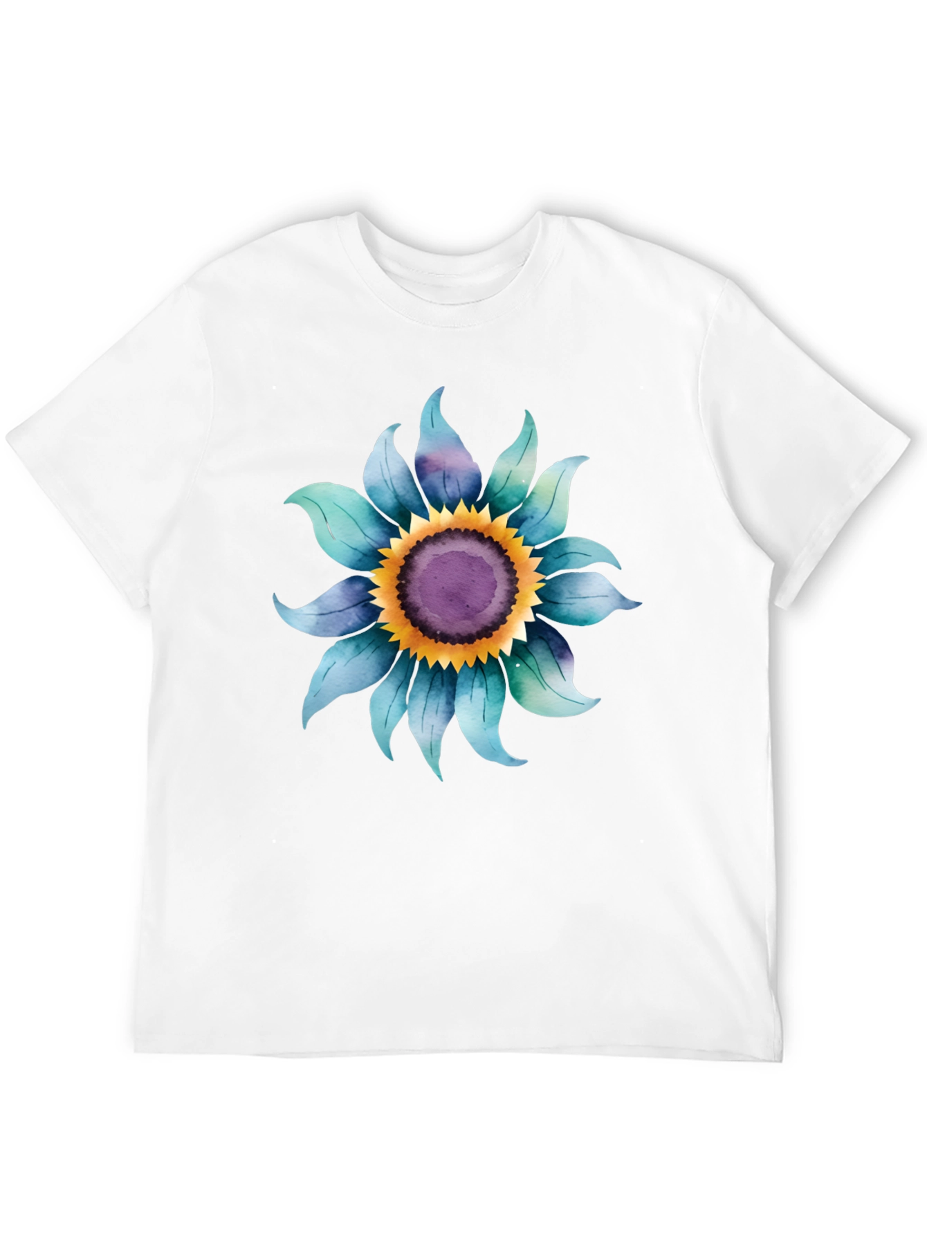 Black Blue Sunflower Graphic Tee - Soft Cotton Blend view 12