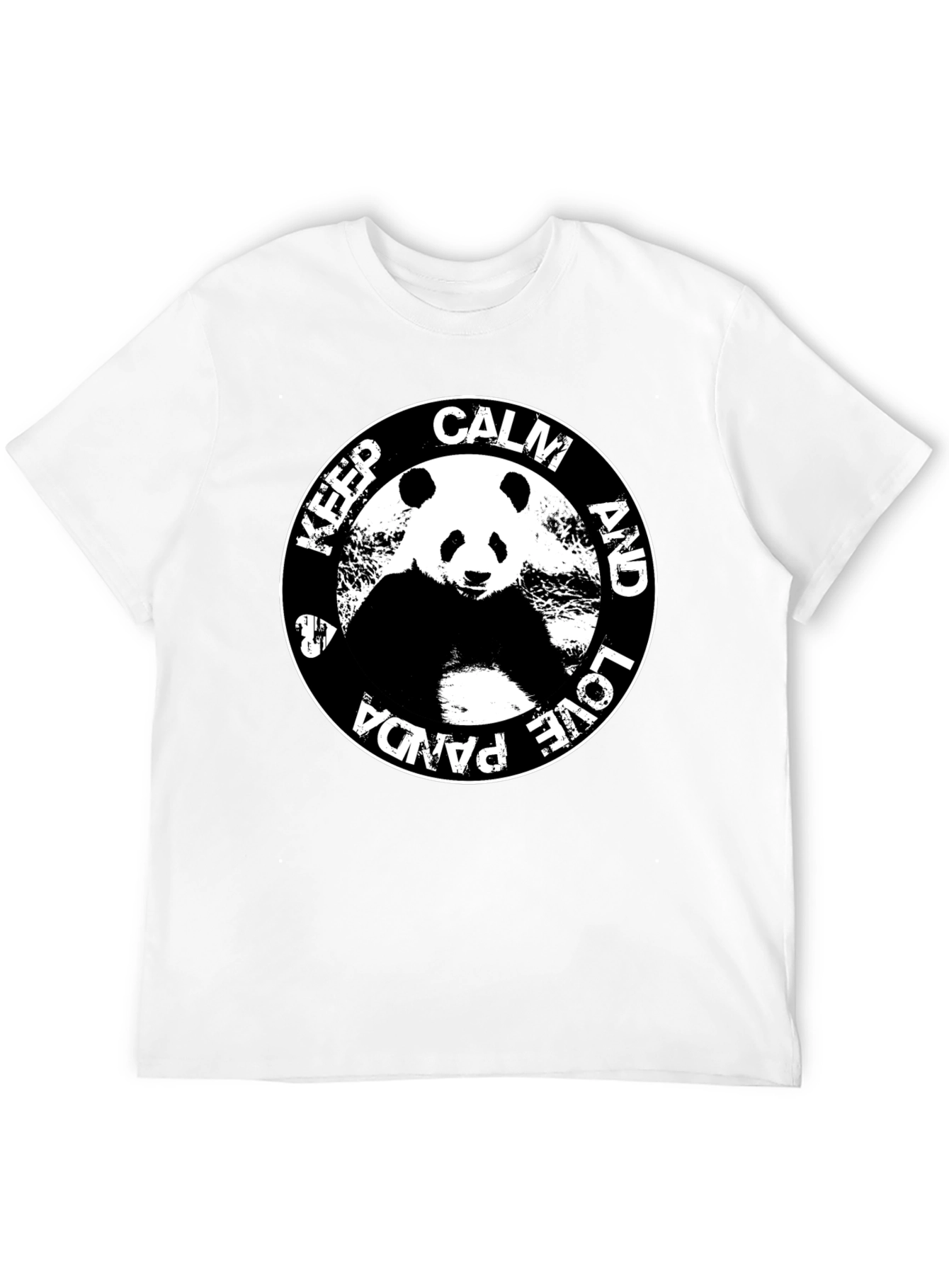 Black Keep Calm & Love Panda T-Shirt - Black Cotton Tee view 12