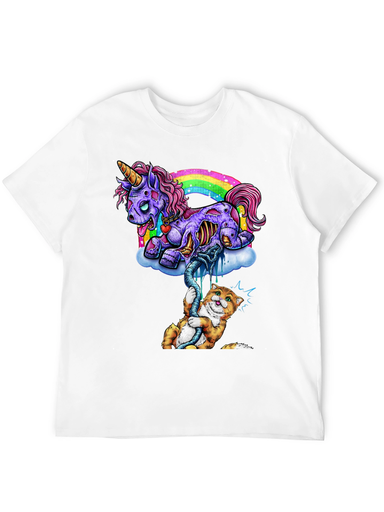 Black Zombie Unicorn & Cat Graphic Tee view 12
