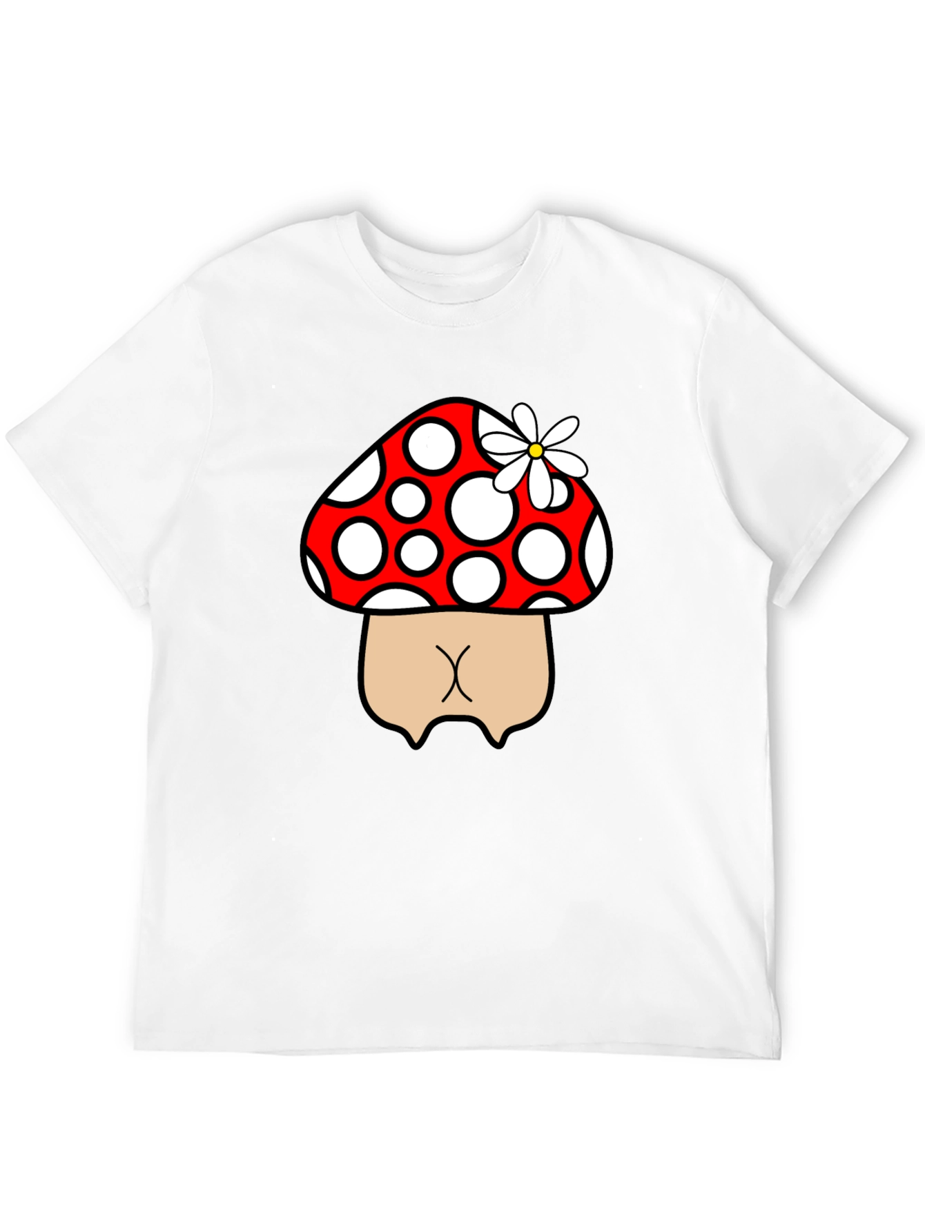 Black Mushroom Butt Funny Graphic Tee - Black view 12