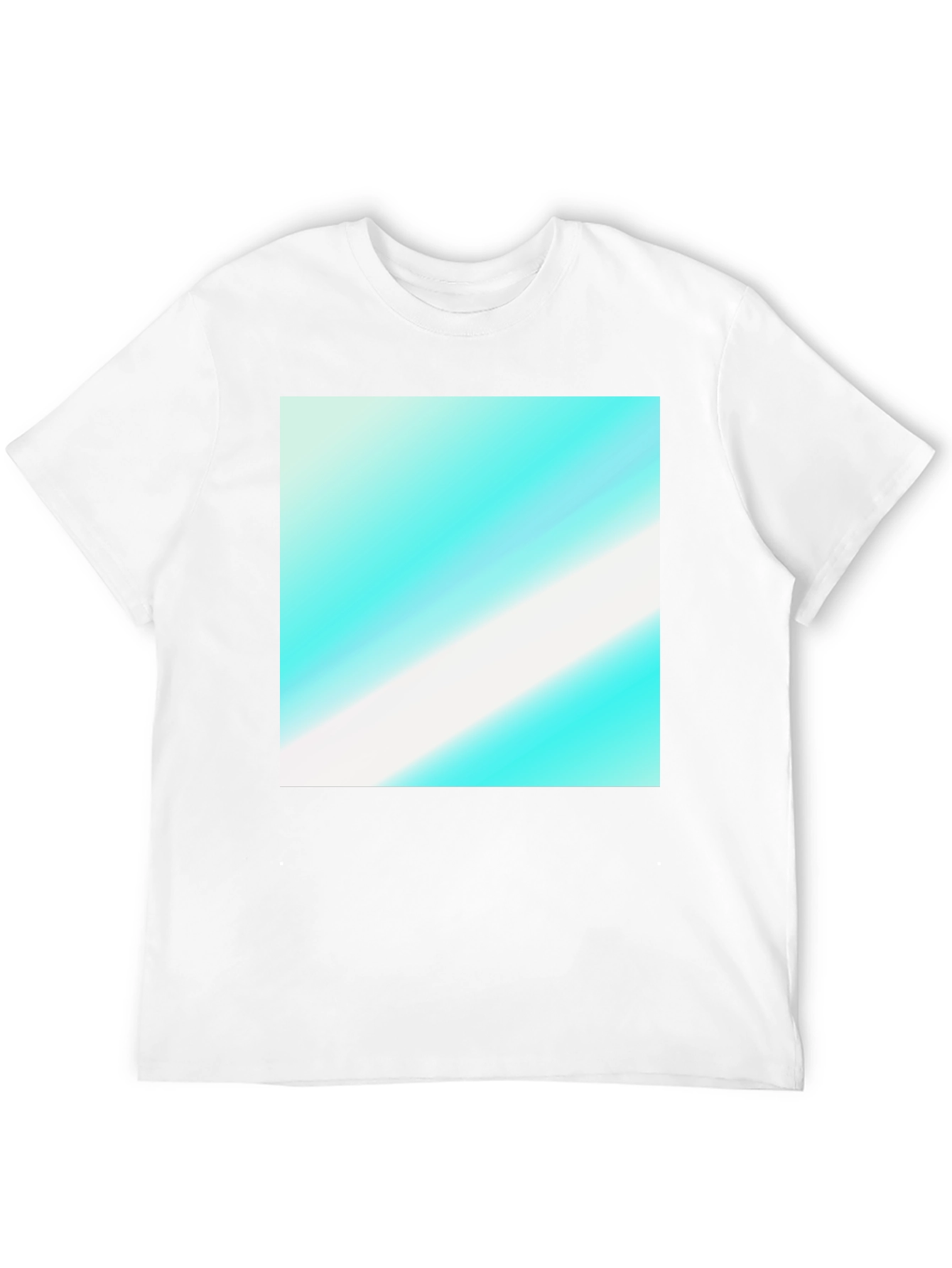 Black Modern Graphic Tee - Aqua & White Diagonal Design view 12
