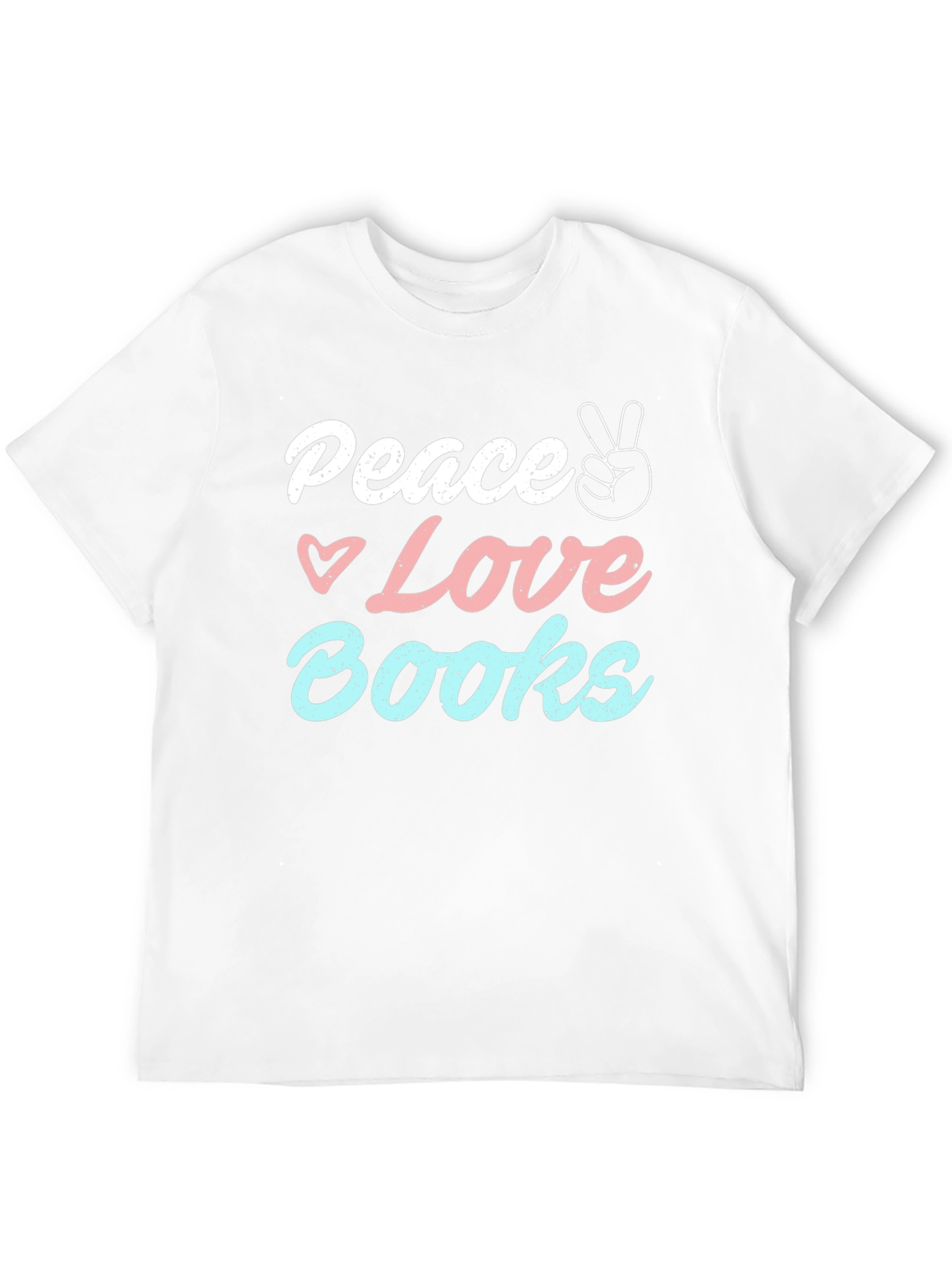 Black Peace Love Books T-Shirt - Unisex Black Tee view 12