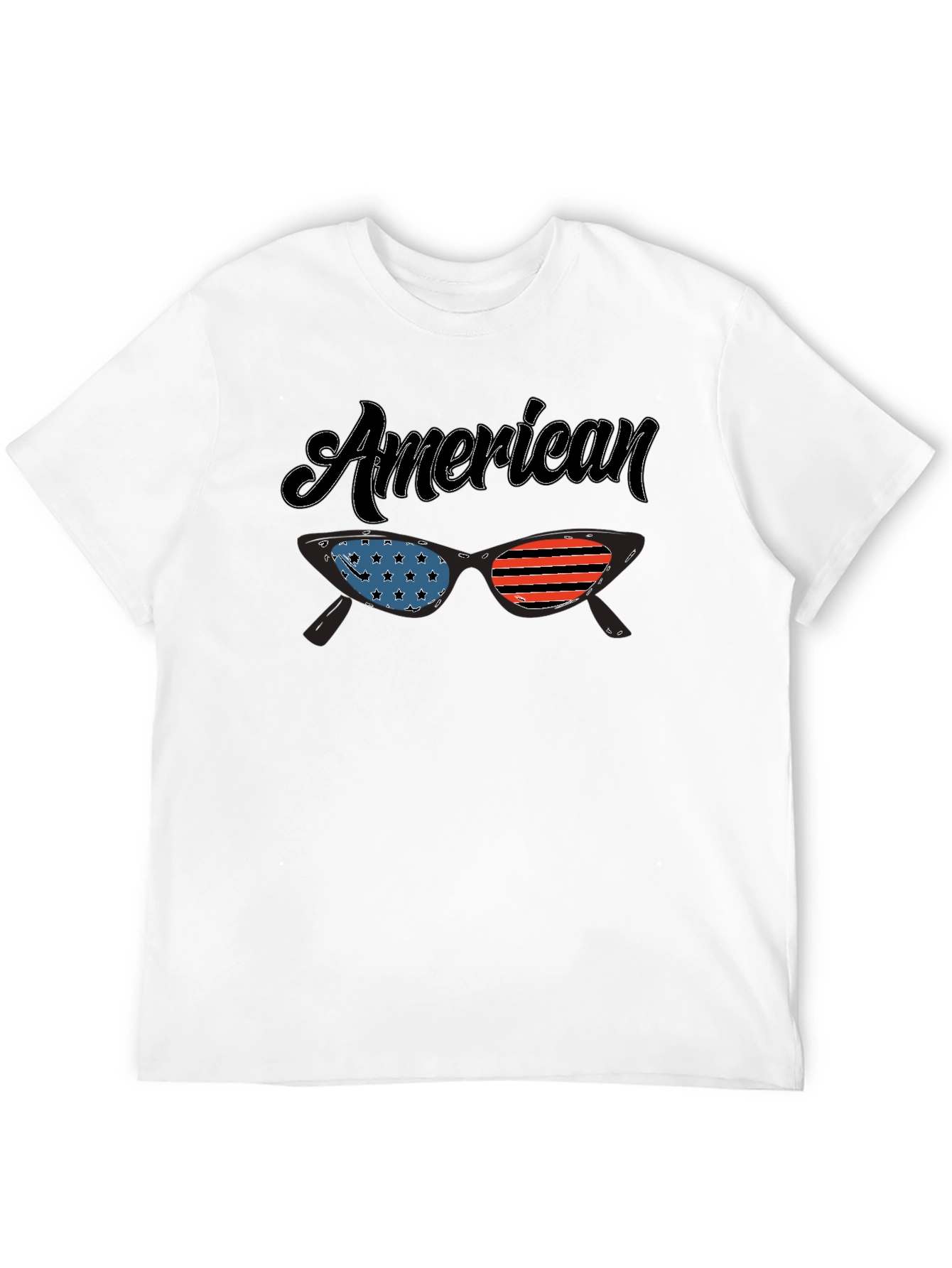 Black American Flag Sunglasses Graphic T-Shirt view 12