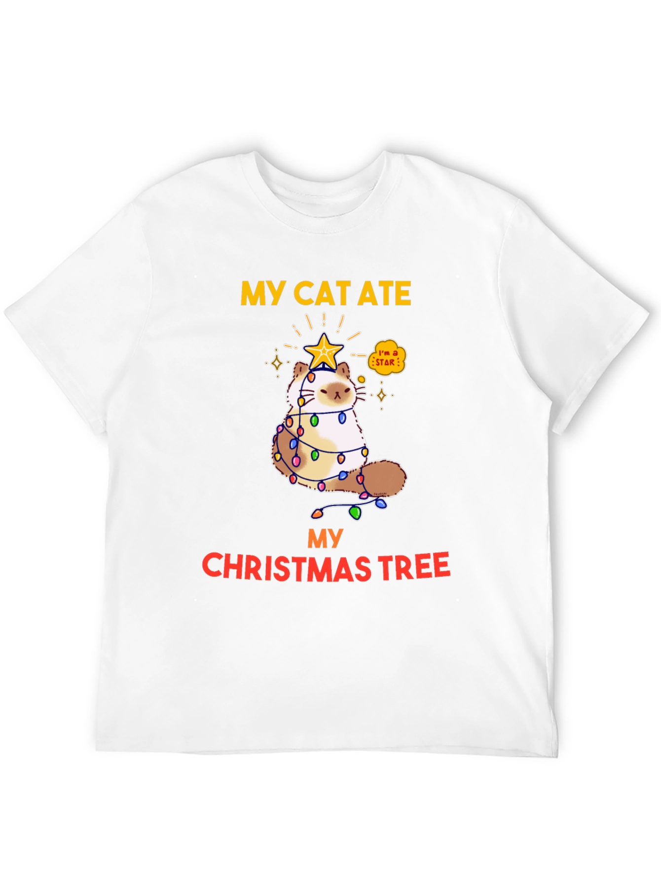 Black My Cat Ate My Christmas Tree T-Shirt view 12