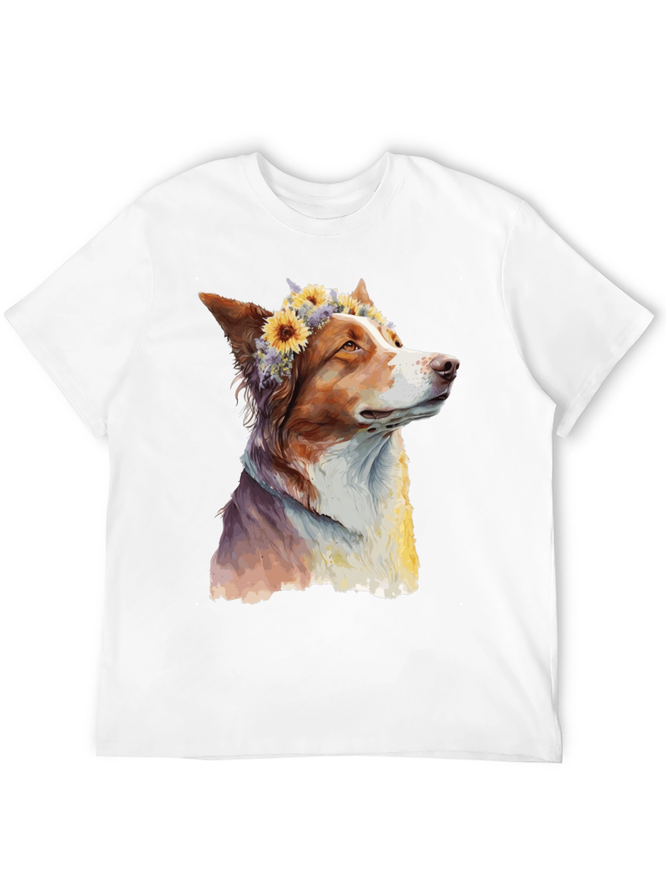 Black Dog with Flowers Graphic Tee - Artistic Print view 12