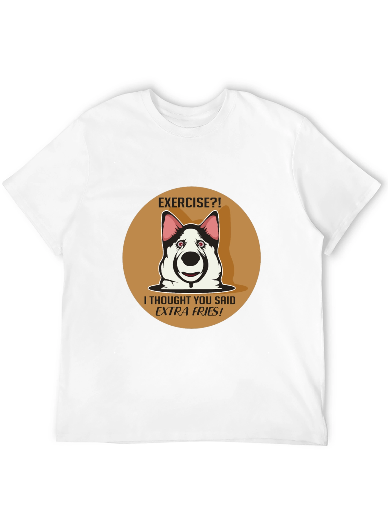 Black Exercise? Extra Fries! Funny Dog T-Shirt view 12
