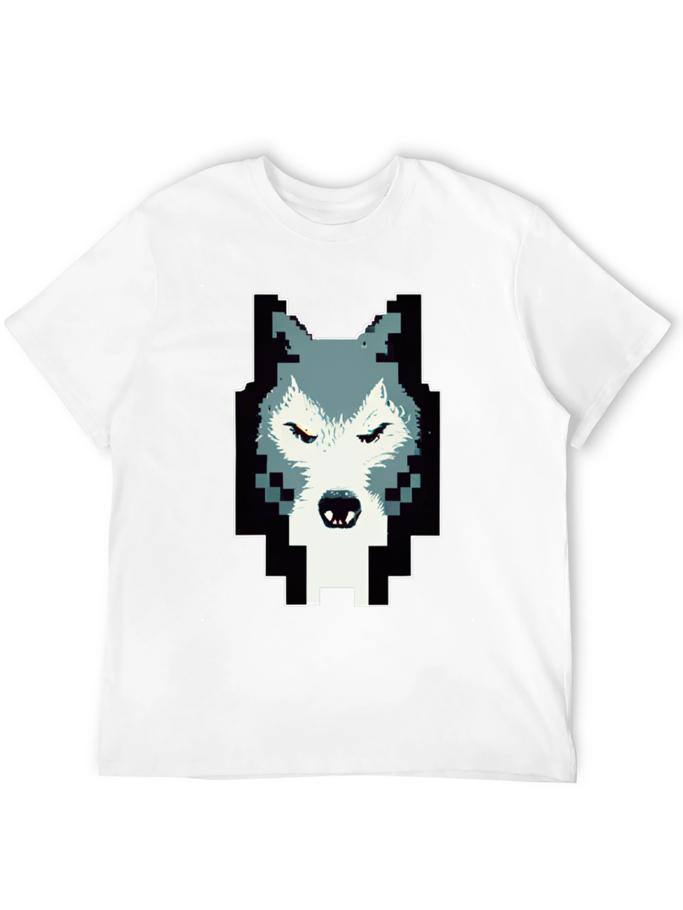 Black Pixelated Wolf Graphic Tee - Cool Design view 12