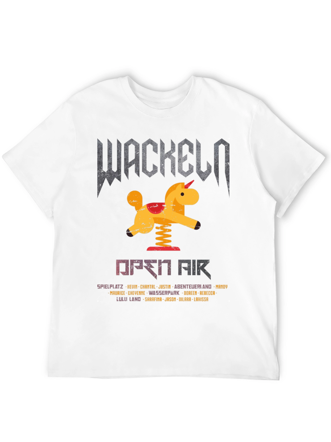 Black Wackeln Open Air T-Shirt, Unicorn Design, Black view 12