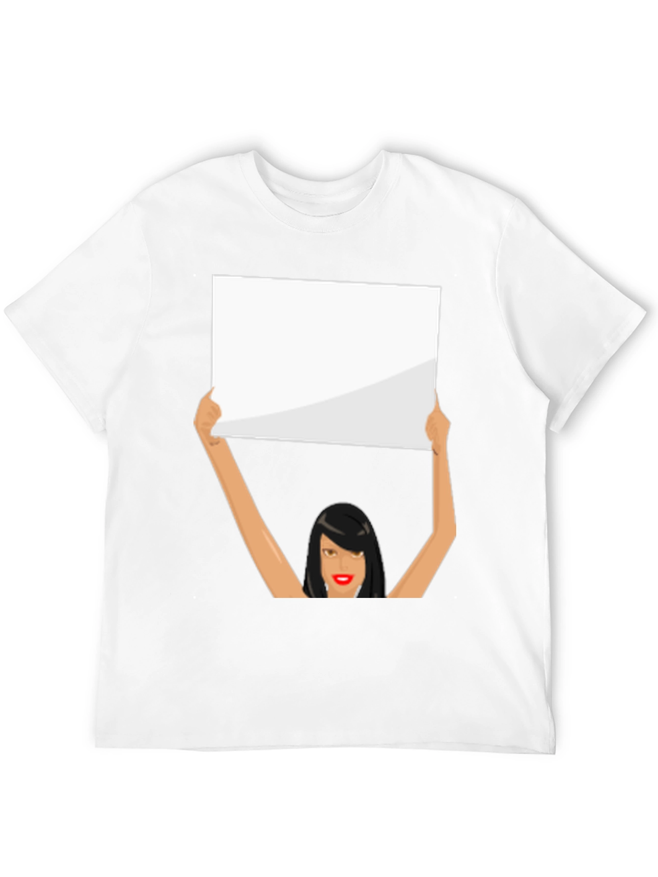 Black Novelty Graphic Tee: Woman Holding Sign view 12