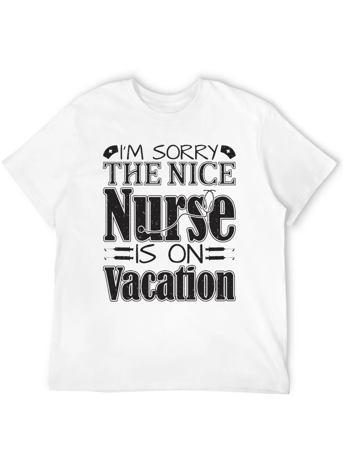 Black Funny Nurse Vacation Graphic T-Shirt - Black view 12
