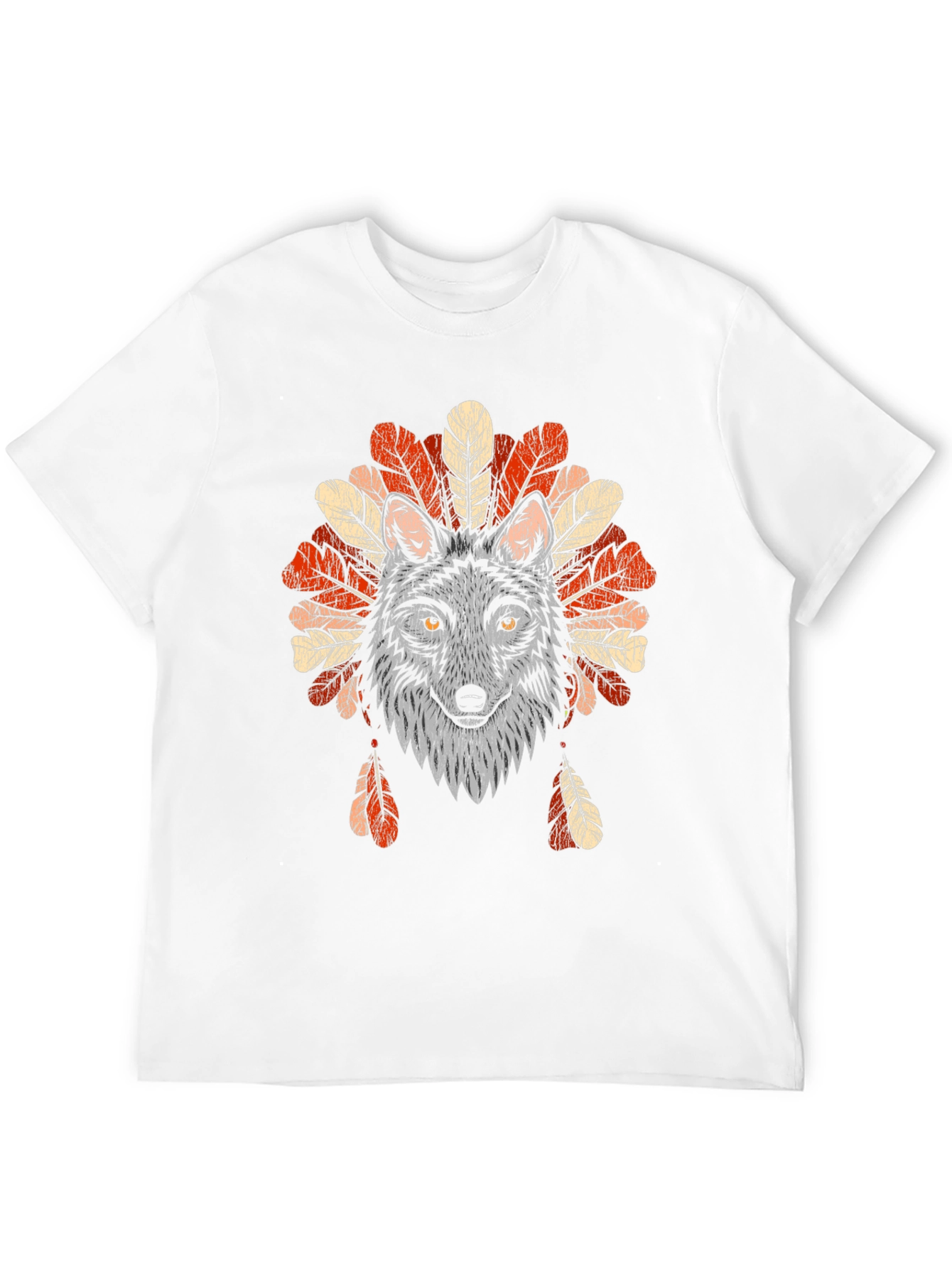 Black Wolf Headdress Graphic Tee - Native American Style T-Shirt view 12