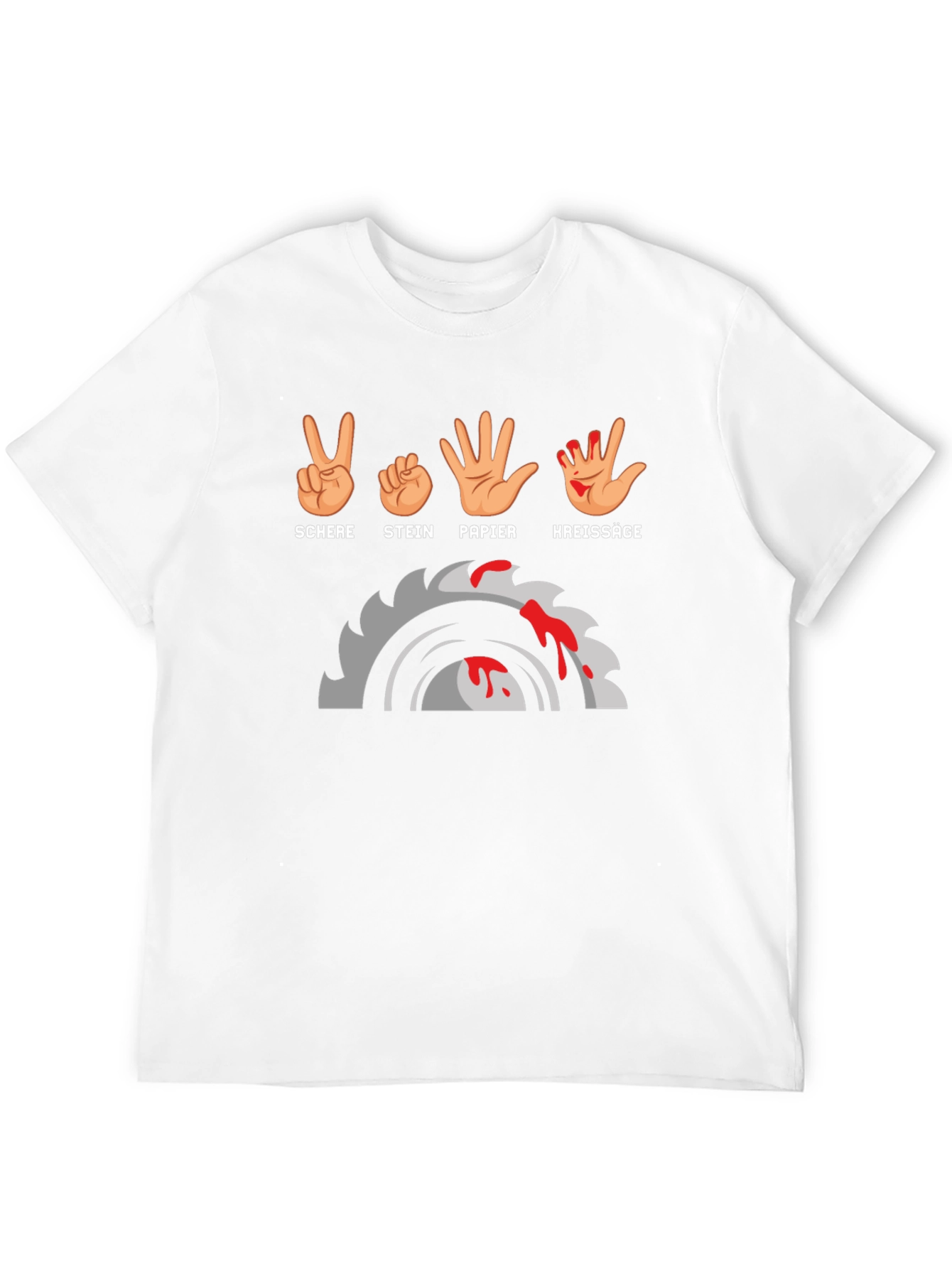 Black Schere Stein Papier Kreissäge Graphic Tee view 12