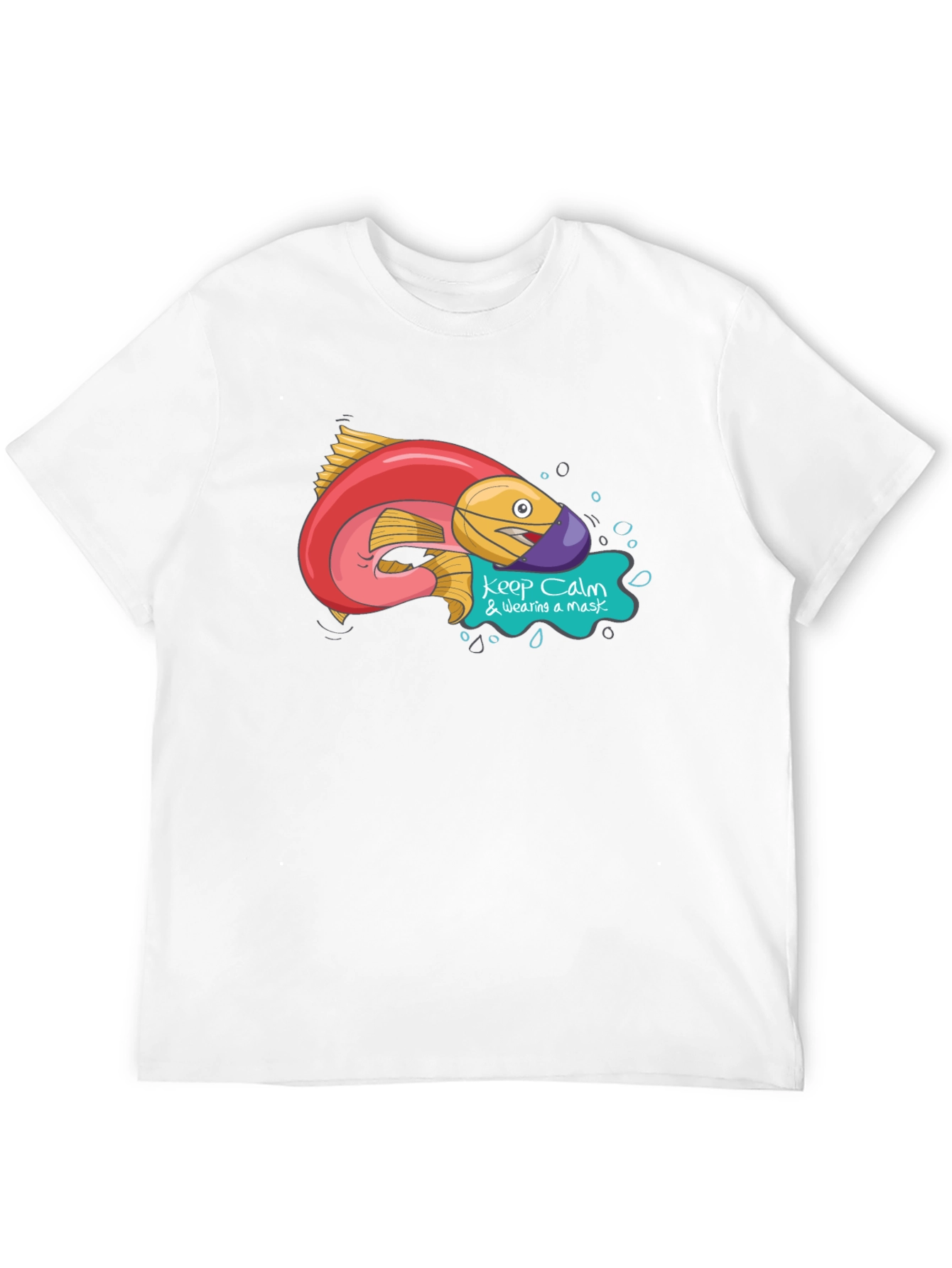 Black Funny Fish Wearing Mask Graphic T-Shirt view 12