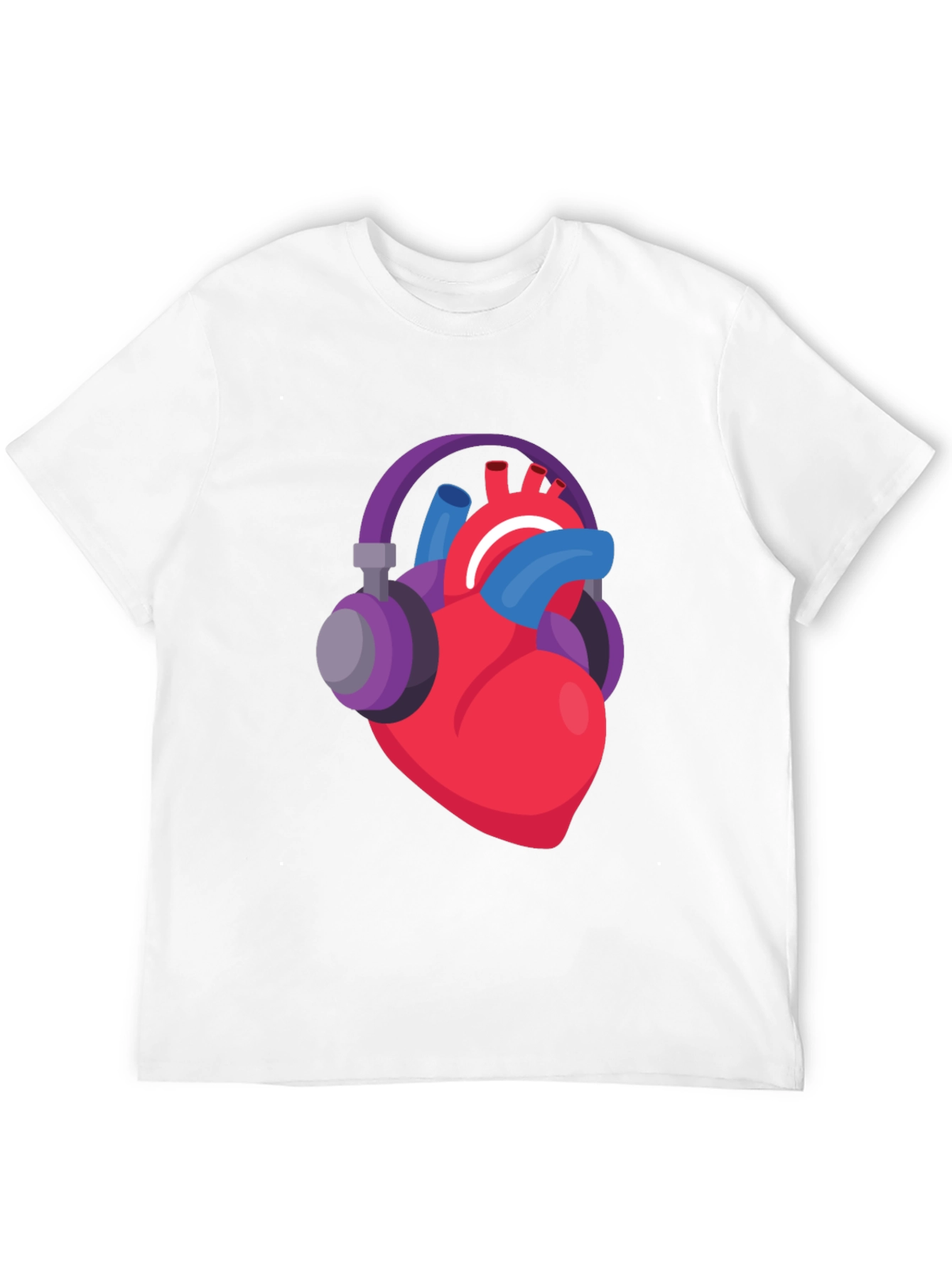 Black Heartbeat Headphones Graphic Tee - Music Lover Shirt view 12