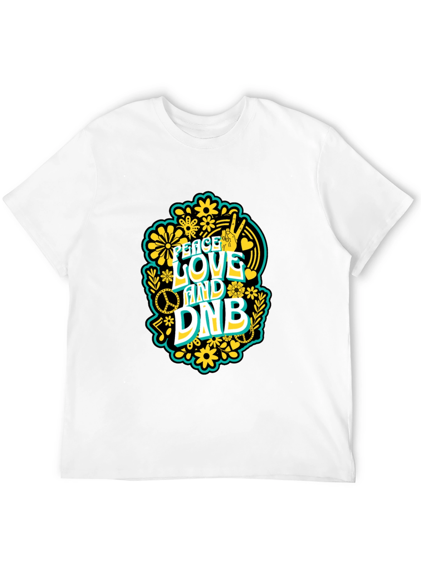 Black Peace Love and DNB T-Shirt view 12