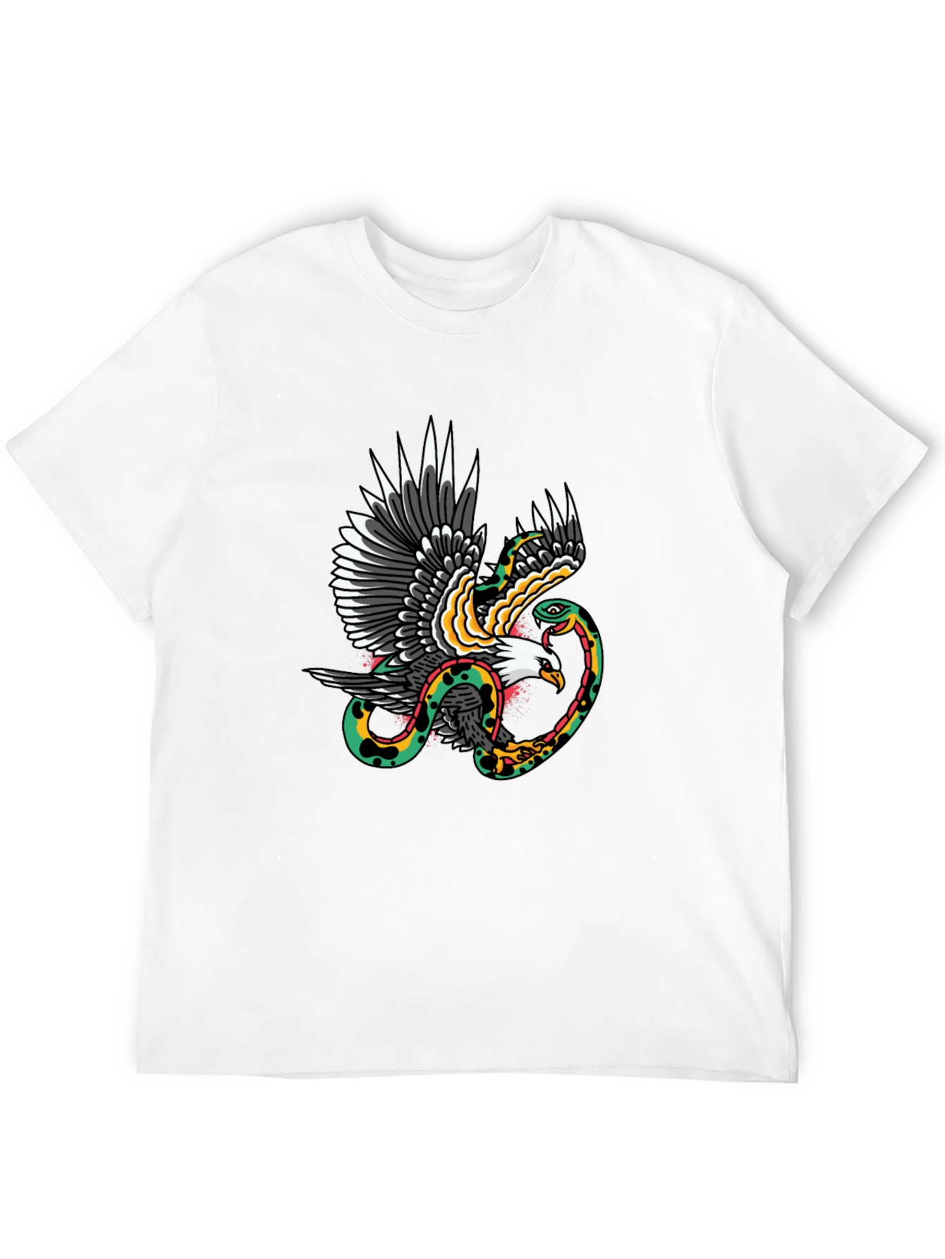 Black Eagle & Snake Graphic Print Black T-Shirt view 12