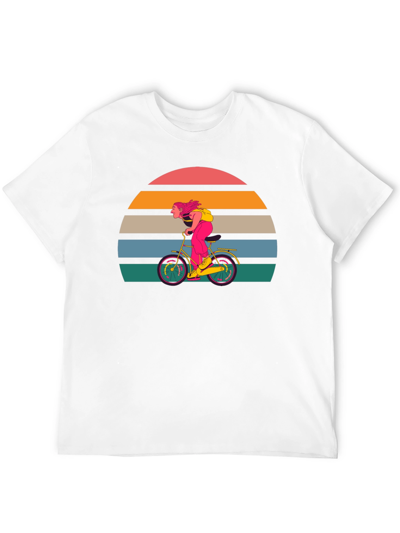 Black Retro Sunset Cyclist T-Shirt - Black view 12