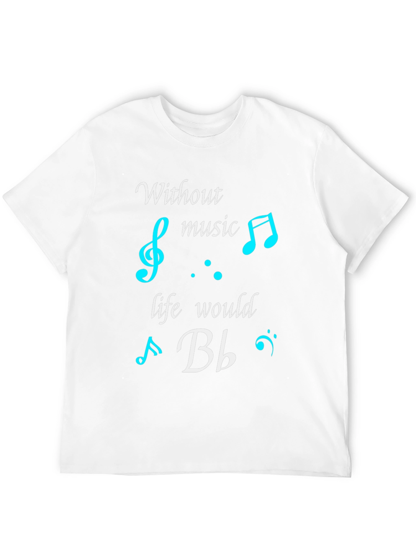 Black Music Lover's Black T-Shirt - Without Music Life Would B Flat view 12