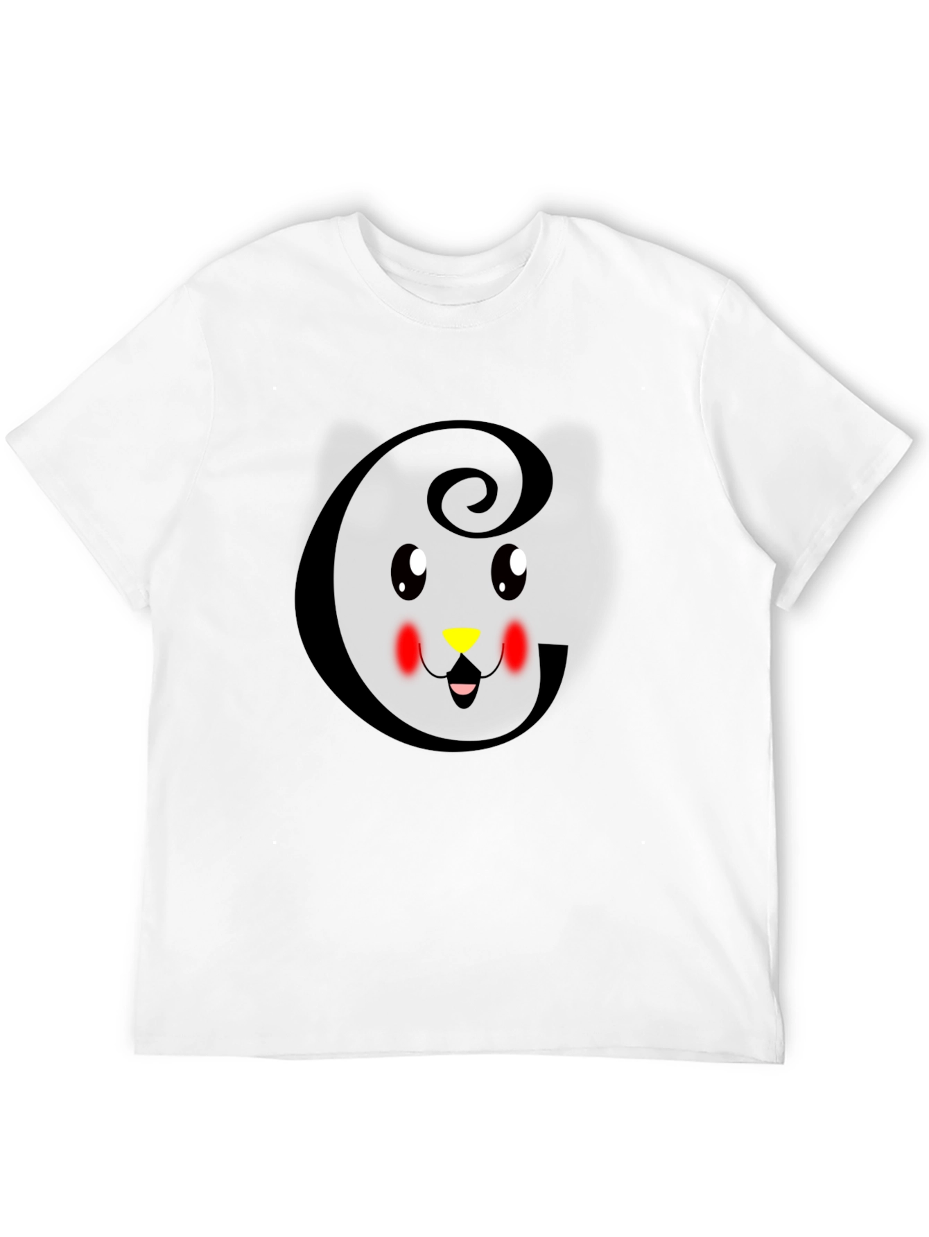 Black Cute Cat Initial 'G' Black T-Shirt view 12