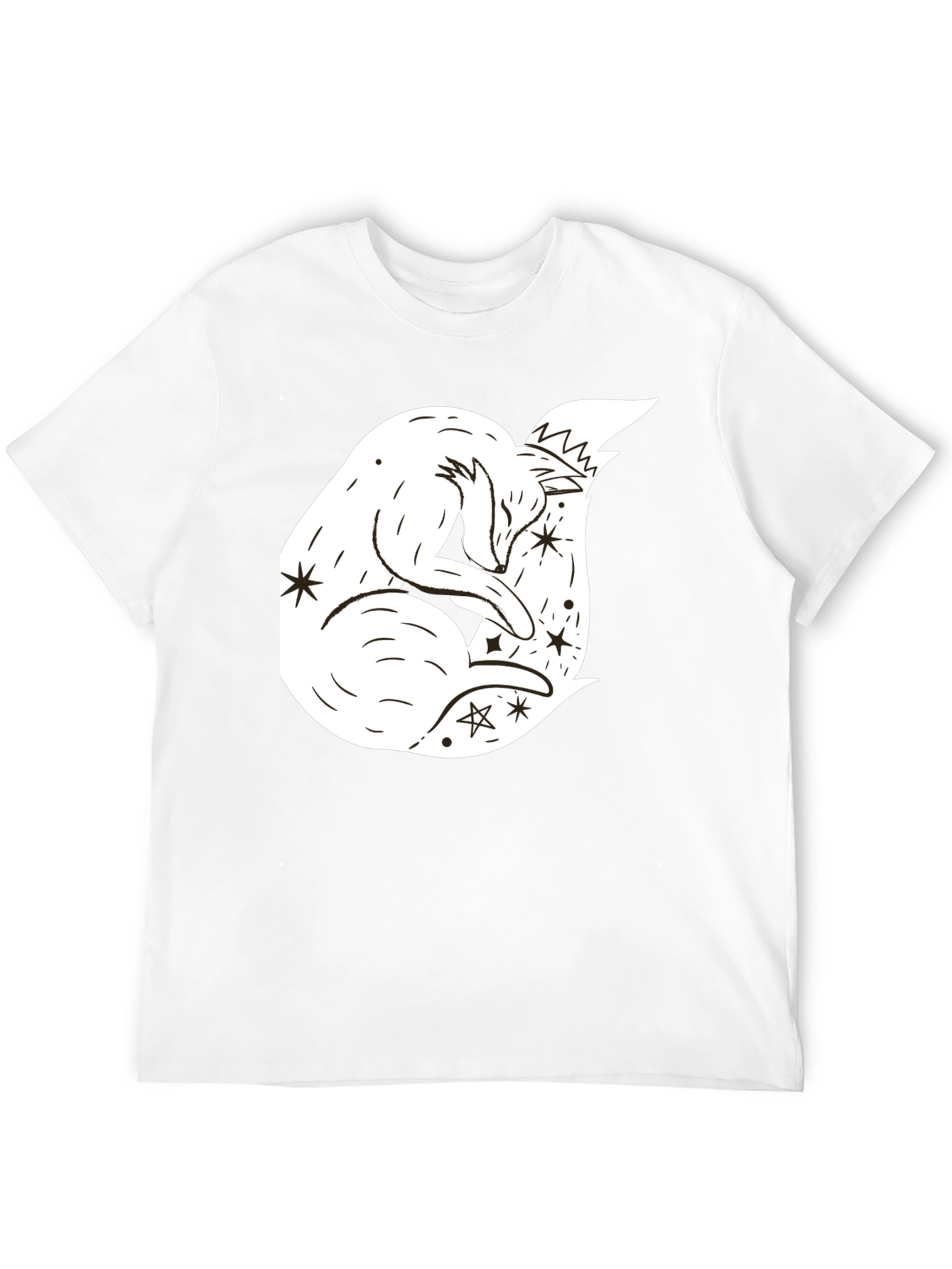 Black Dreamy Fox Graphic Tee - Black Unisex T-Shirt view 12