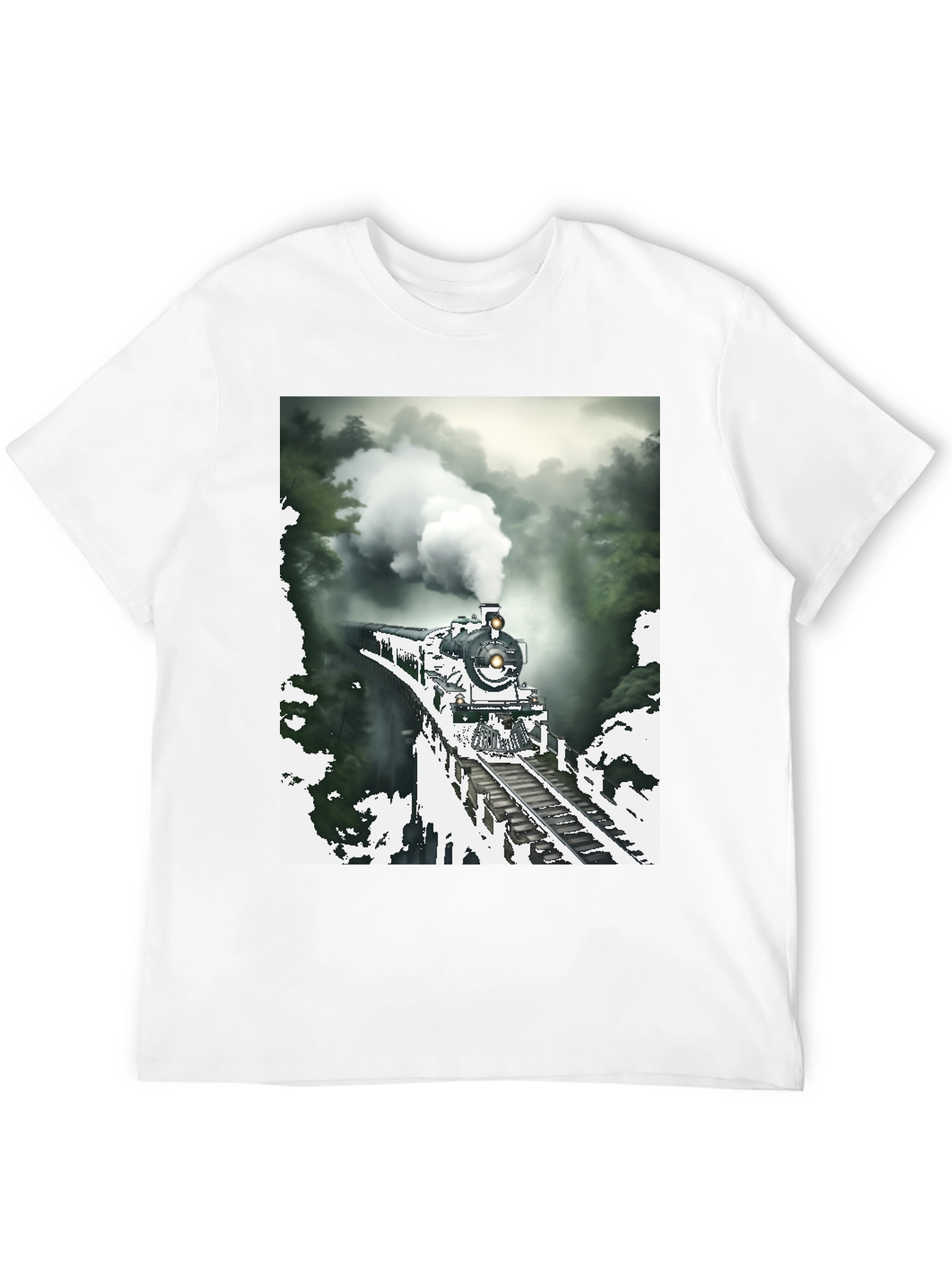 Black Steam Train Graphic Tee - Vintage Style view 12