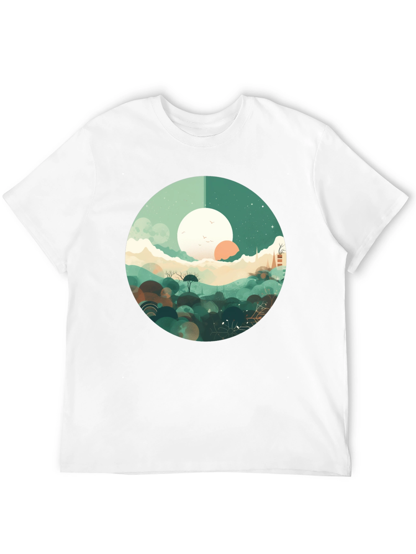 Black Artistic Landscape Graphic Tee - Black Casual Shirt view 12