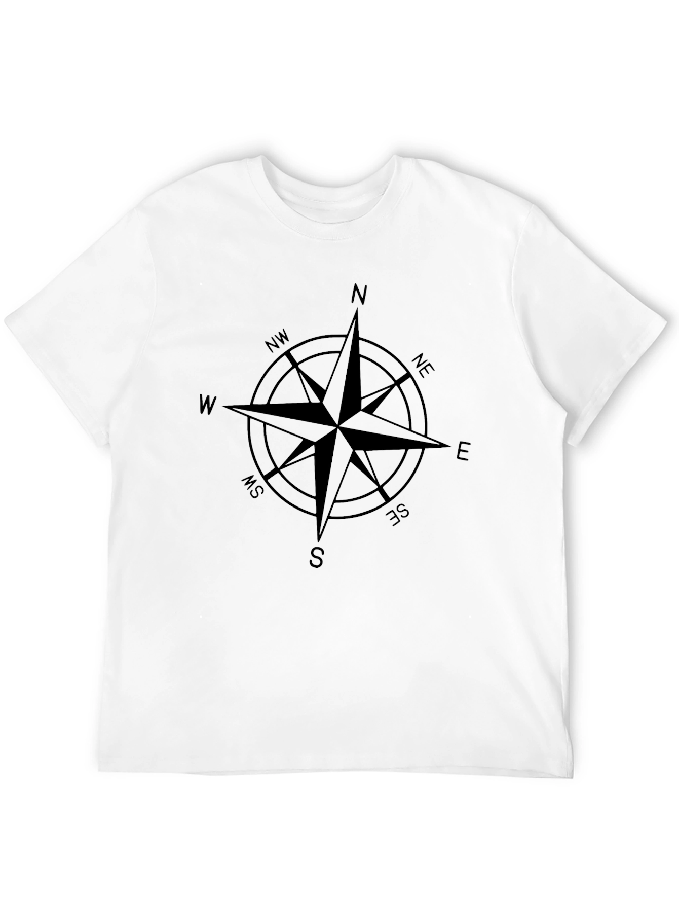 Black Compass Rose Graphic Tee - Black Cotton T-Shirt view 12