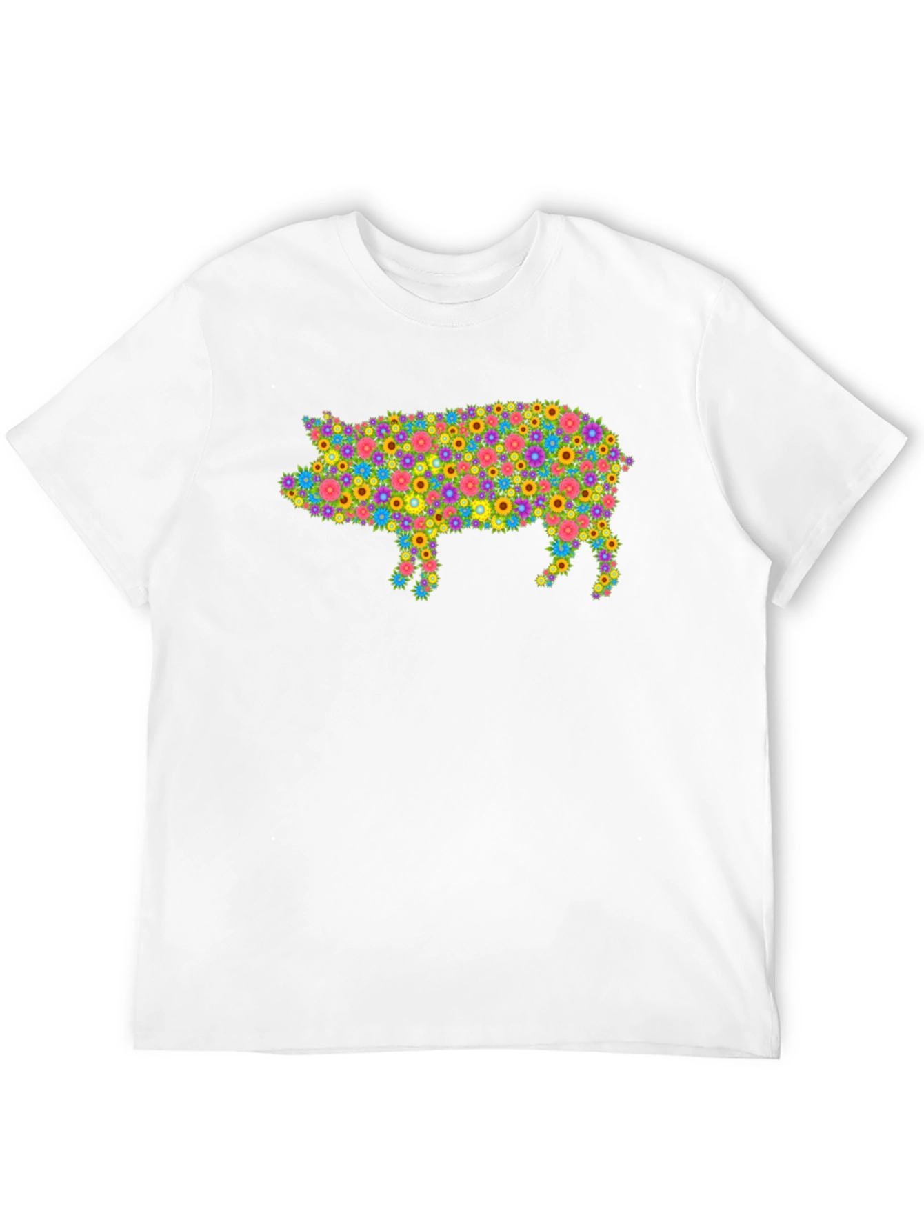 Black Floral Pig Graphic T-Shirt - Unique & Stylish view 12