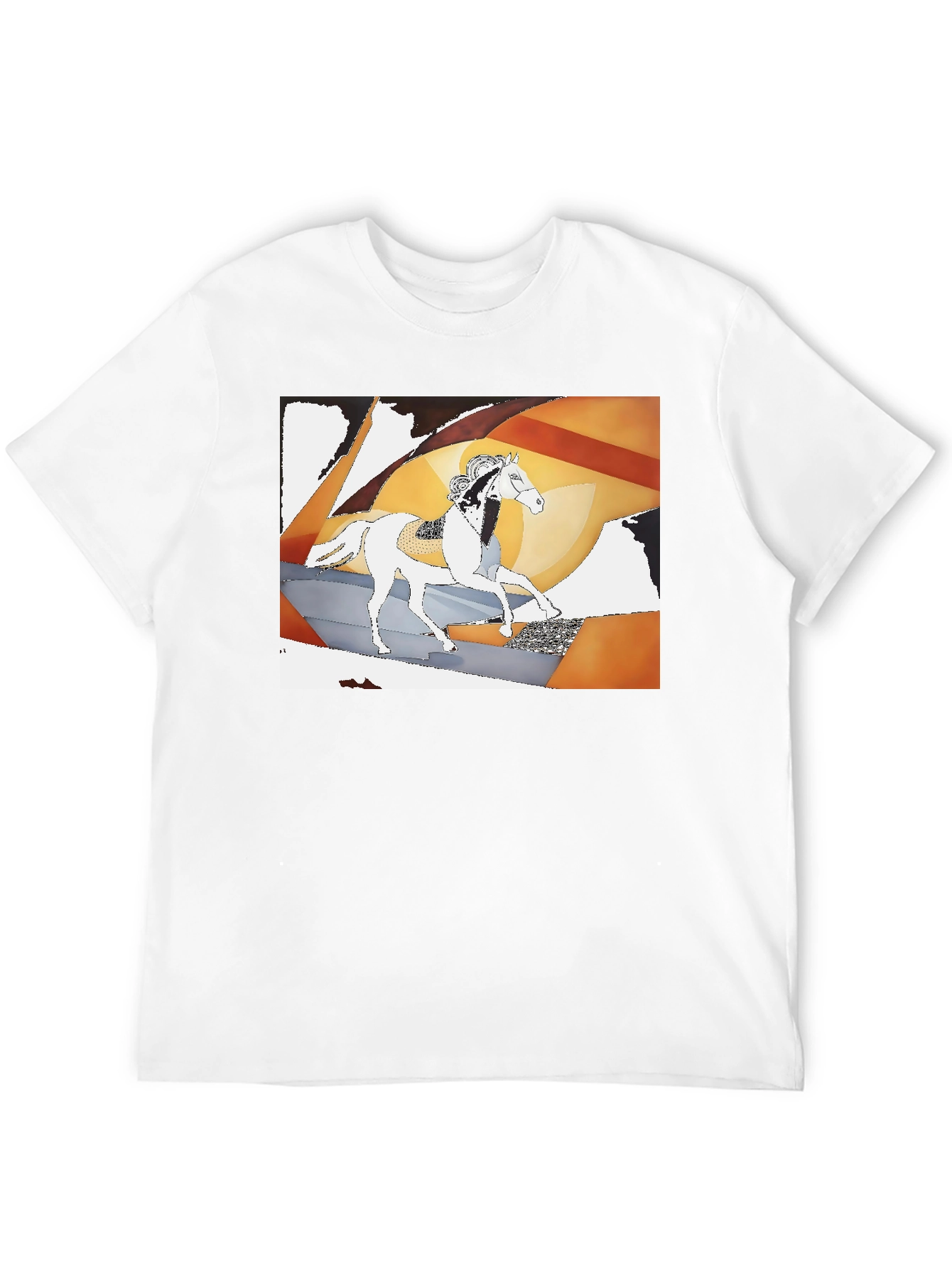 Black Abstract Horse Graphic Tee - Stylish Black T-Shirt view 12