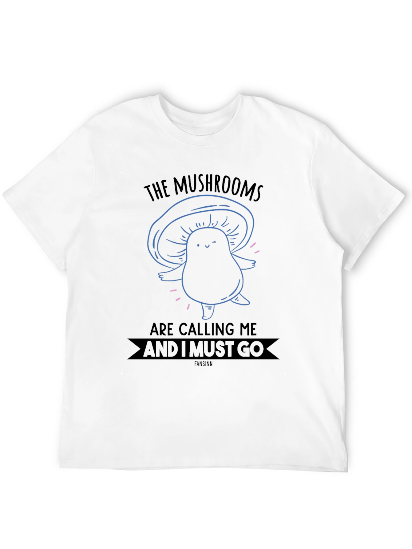 Black Mushroom Calling Black Graphic Tee view 12