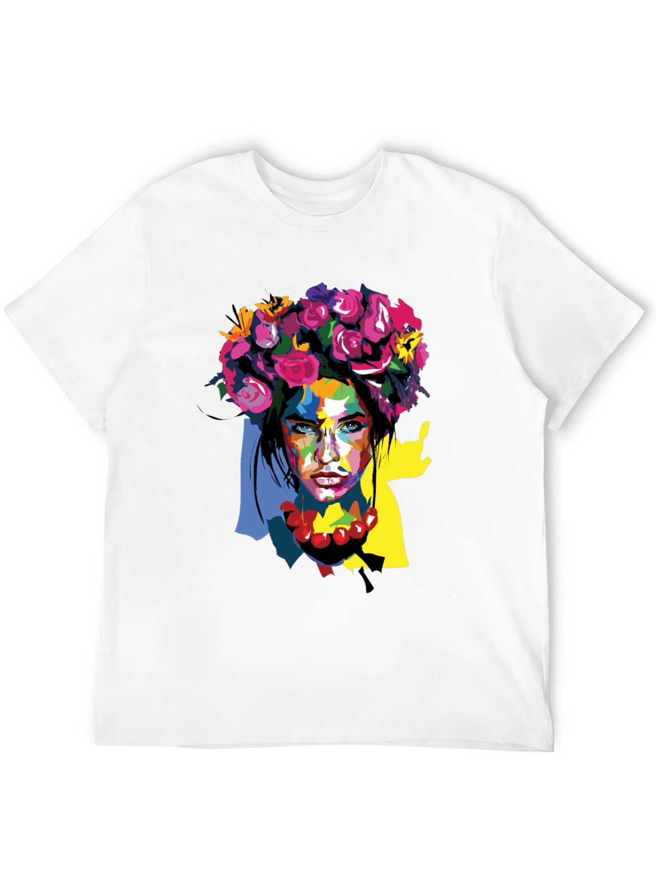 Black Floral Woman Graphic Tee - Artistic Fashion Shirt view 12