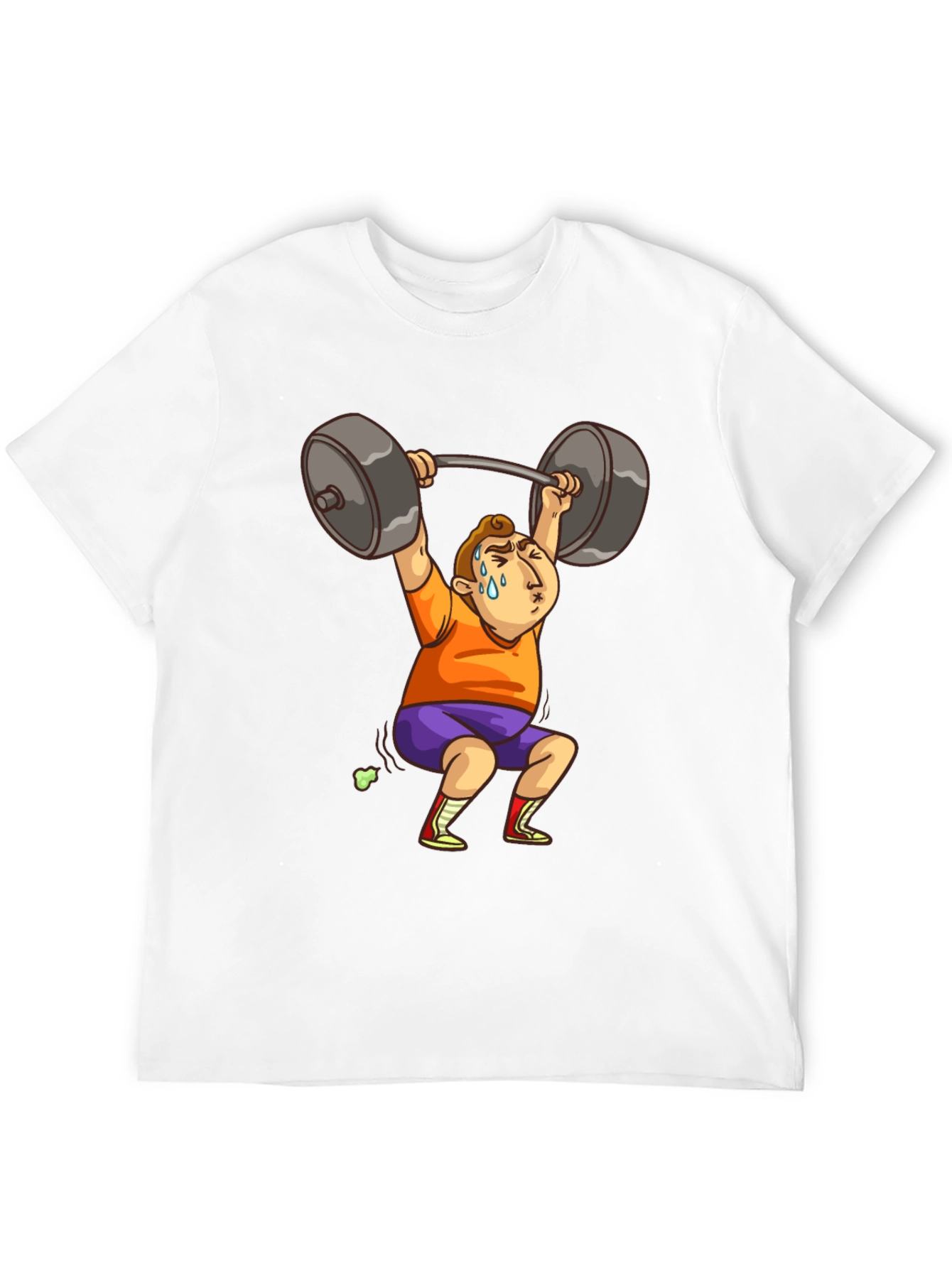 Black Funny Weightlifter Cartoon T-Shirt view 12