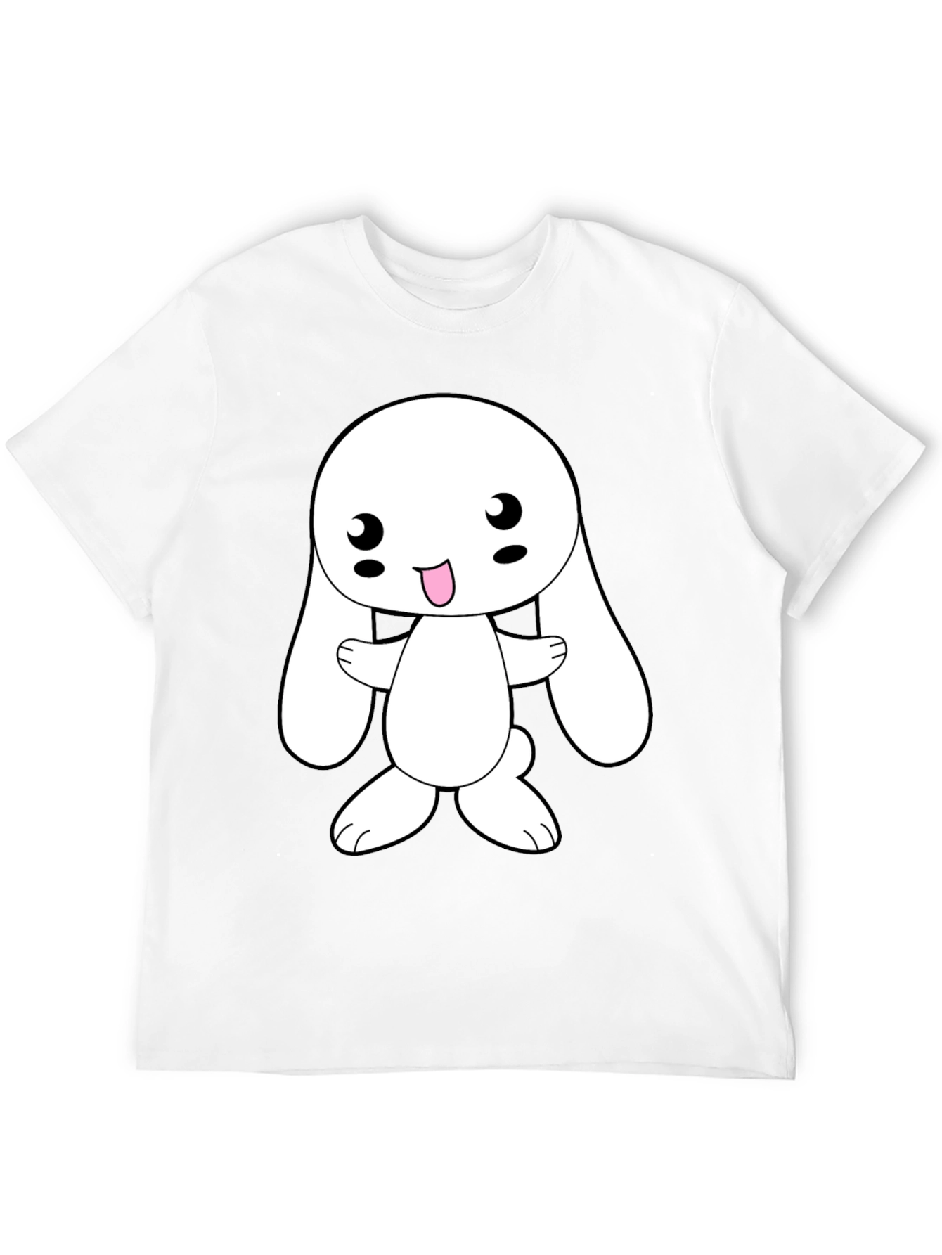 Black Cute Bunny Graphic Tee - Black Cotton Blend view 12