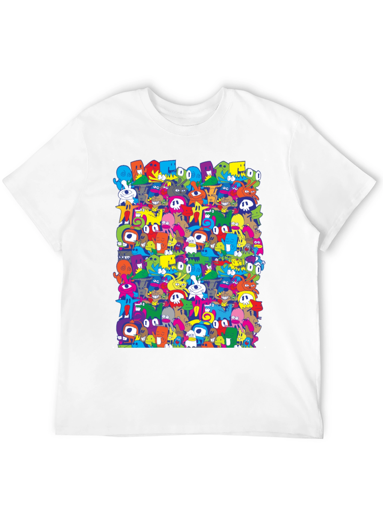 Black Doodle Art Graphic Print Black T-Shirt view 12