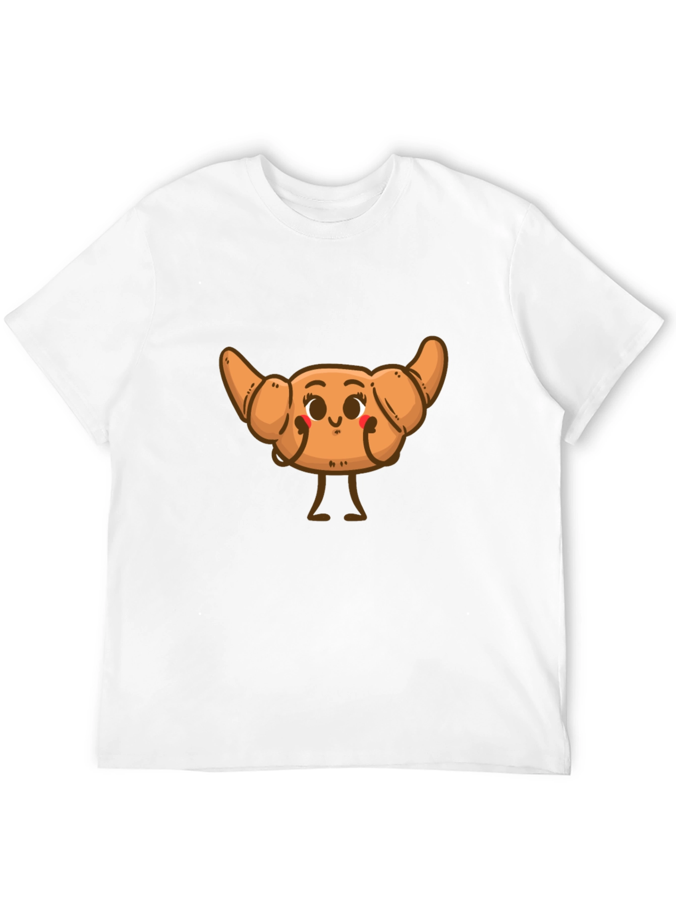 Black Cute Croissant Cartoon Graphic T-Shirt view 12