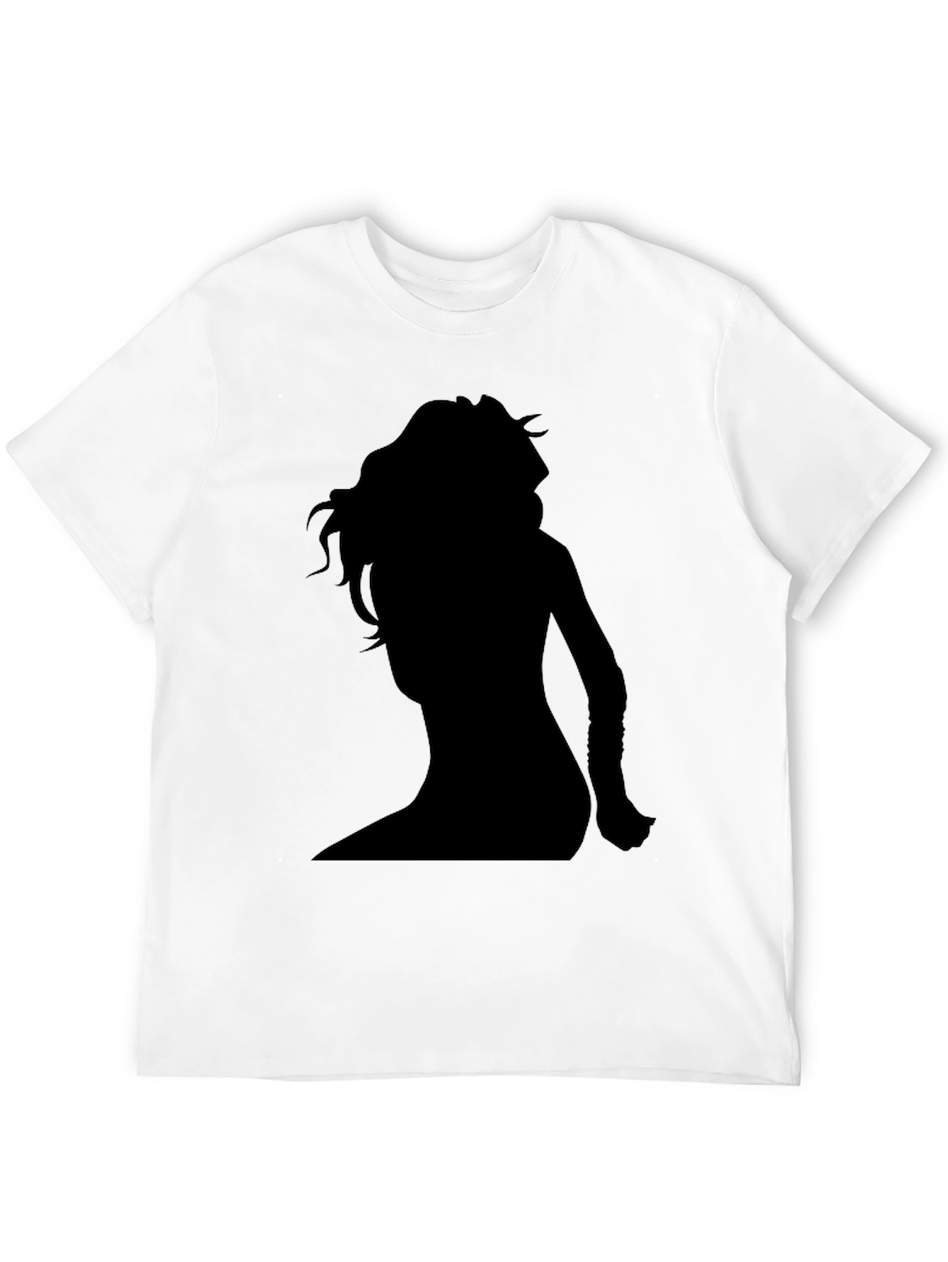 Black Silhouette Woman Graphic Tee - Black Cotton Shirt view 12