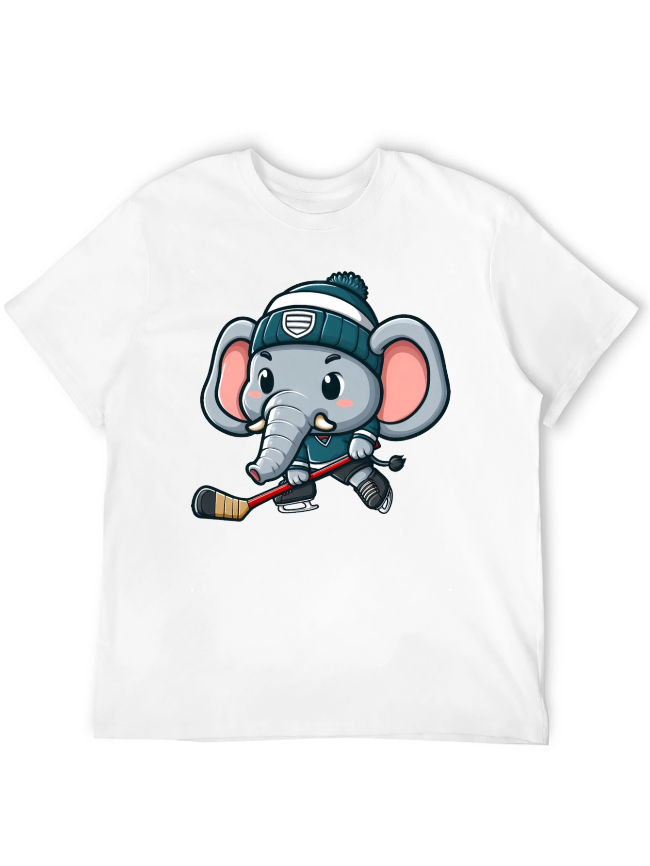 Black Cartoon Elephant Hockey T-Shirt view 12