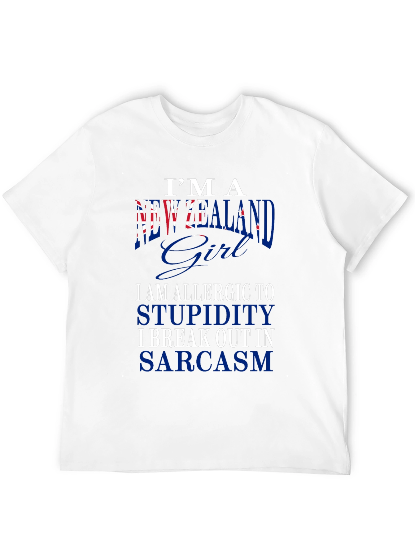 Black New Zealand Girl Sarcastic Graphic T-Shirt view 12