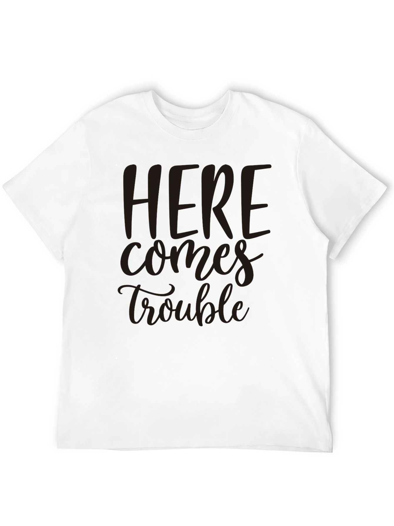 Black Here Comes Trouble Black Crew Neck Tee view 12